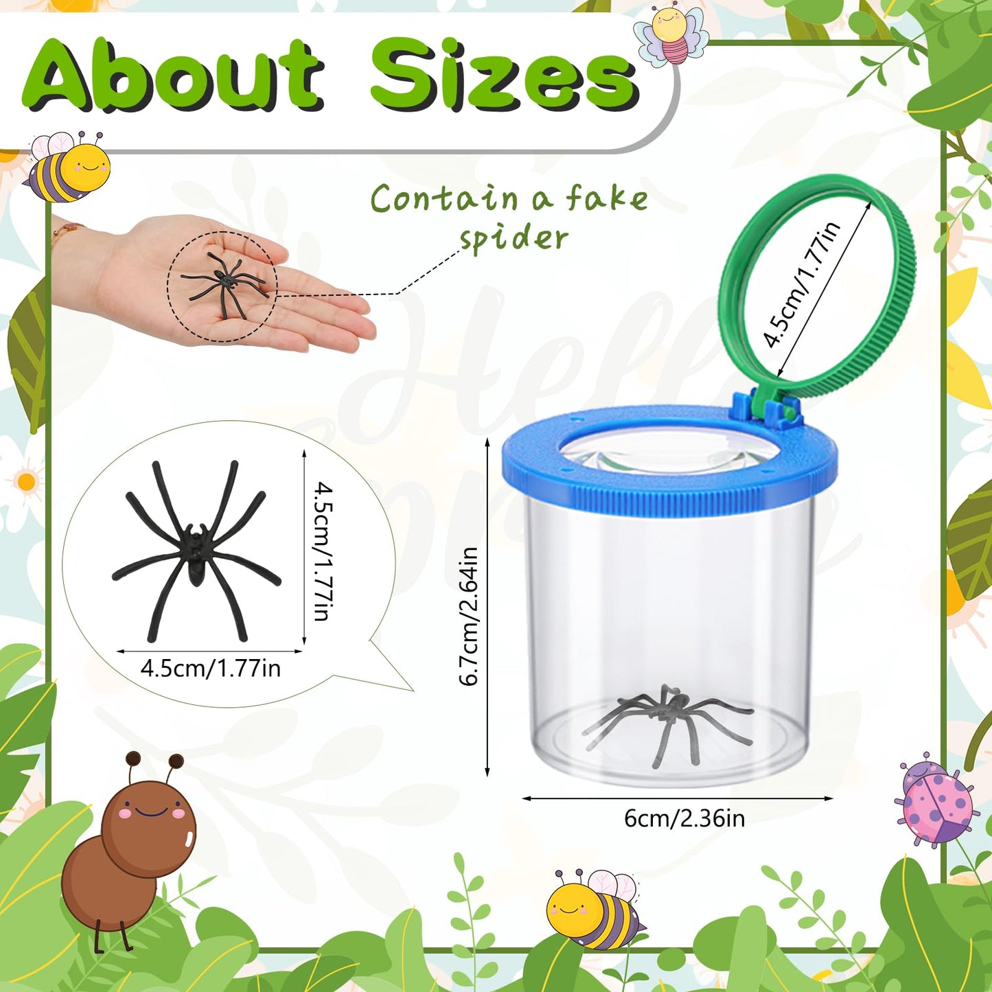 Coopay 24 Pcs Insect Bug Viewer for Kids - Bug Jars, Critter Insect Cage, Bug Container, Bug Catcher, Magnifying Insect Box for Children, Kids Science Nature Exploration Collecting Kit