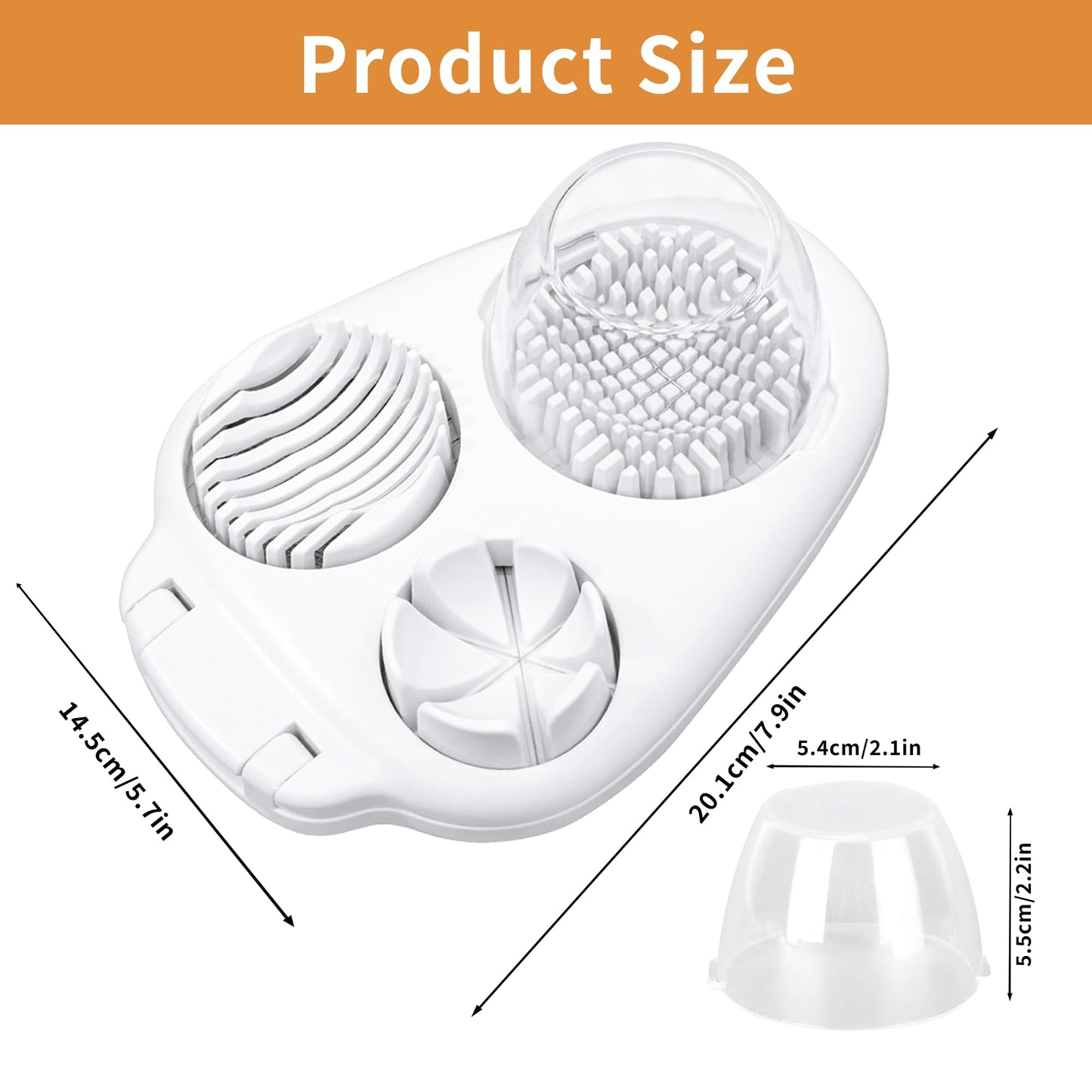 3-in-1 Egg Slicer for Hard Boiled Eggs, Multiple Slice Modes Egg Cutter, Heavy Duty Stainless Steel Chopper Tool, Multipurpose Kitchen Gadgets for Strawberry, Salad, Kiwi, Mushroom, Tomato Prep