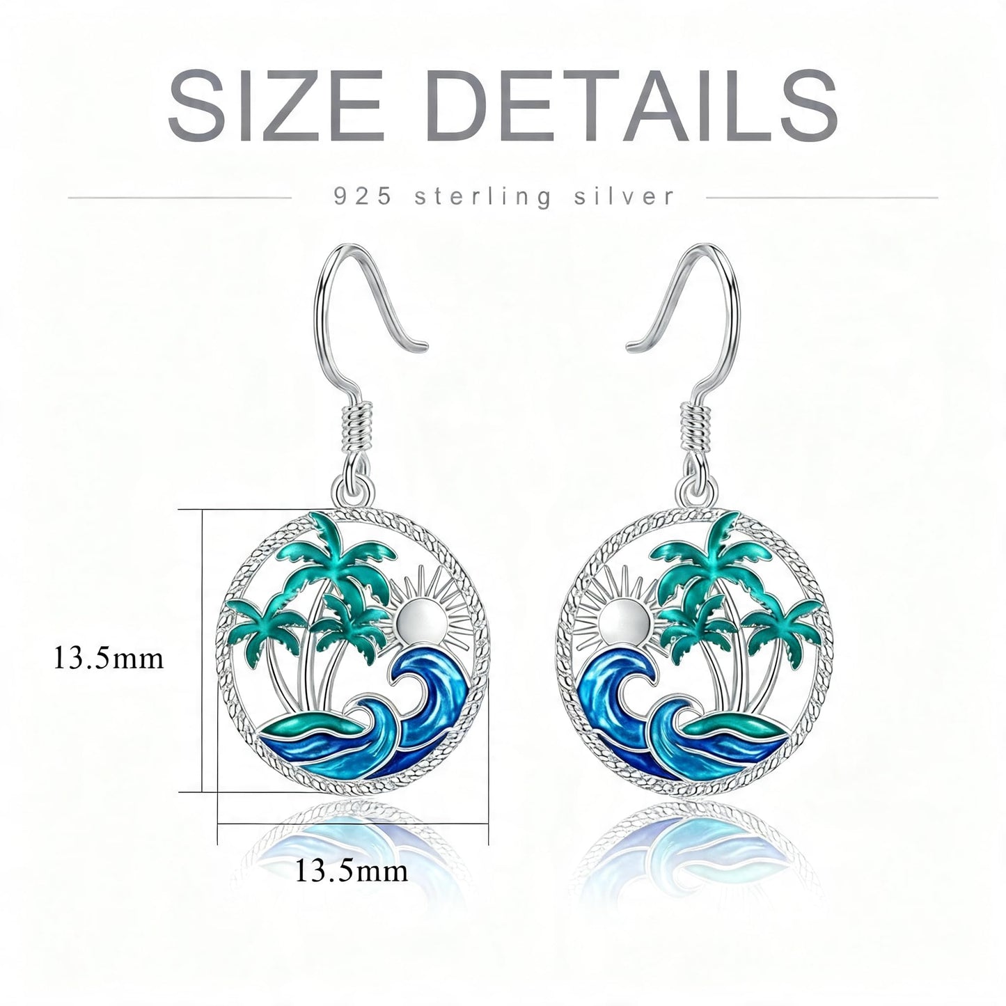 PROESS Palm Tree Earrings 925 Sterling Silver Ocean Wave Earrings Beach Jewelry Gift For Women Mother's Day
