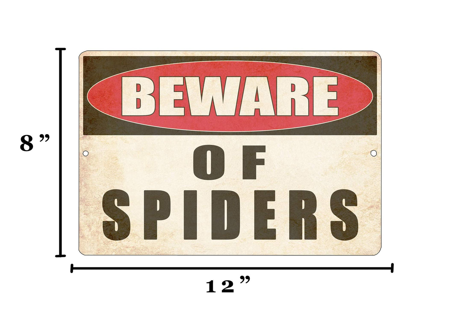 Rogue River Tactical Funny Sarcastic Metal Tin Sign Wall Decor Man Cave Bar Yard Wall Warning Beware of Spiders