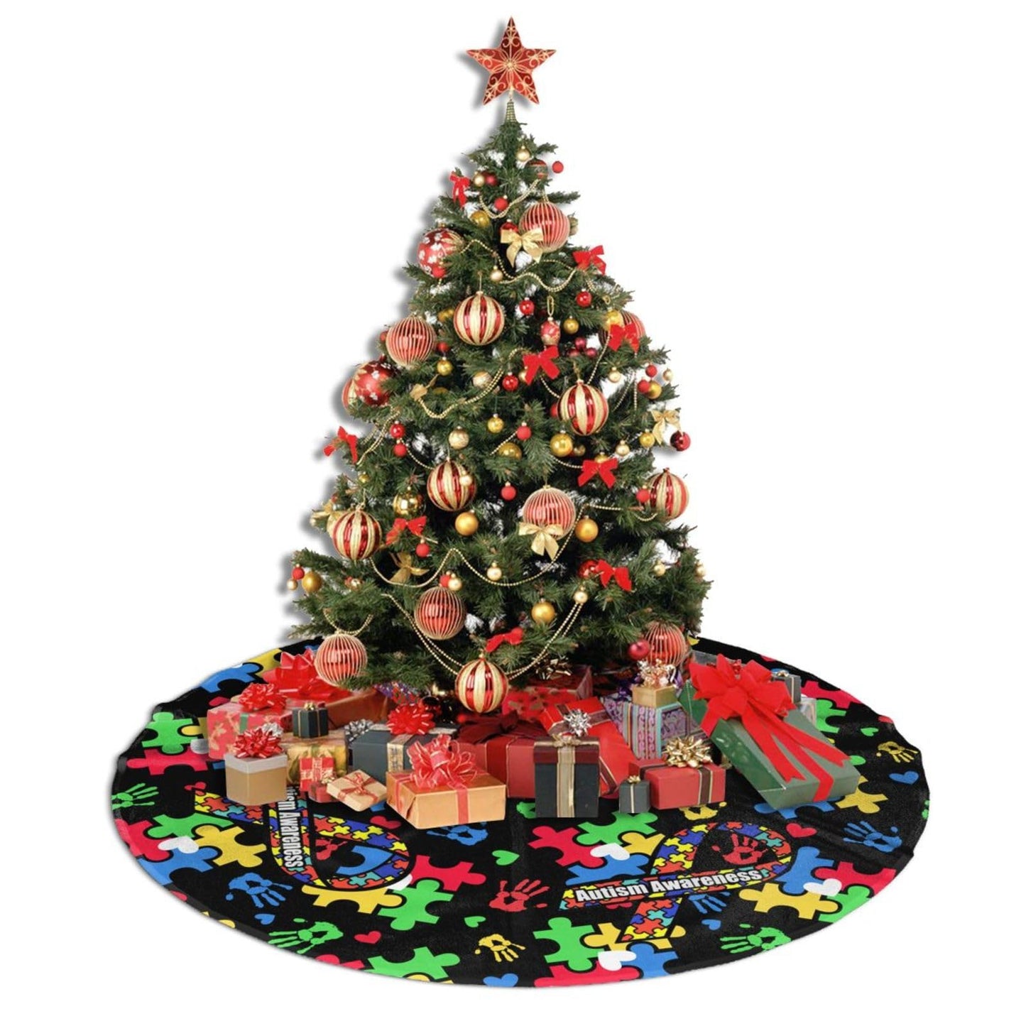Autism Awareness Tree Skirt Christmas Tree Ornaments Tree Skirt for Christmas Decoration 30"