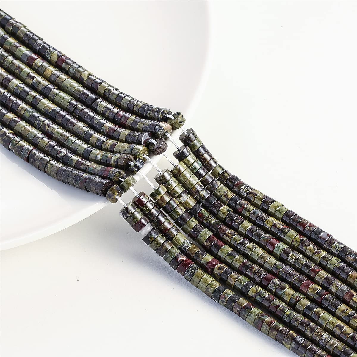 Natural Dragon Blood Stone Spacer Beads 6x3mm 38cm/str Flat Round Loose Semi Gemstone Caps for Making Bracelets Necklace