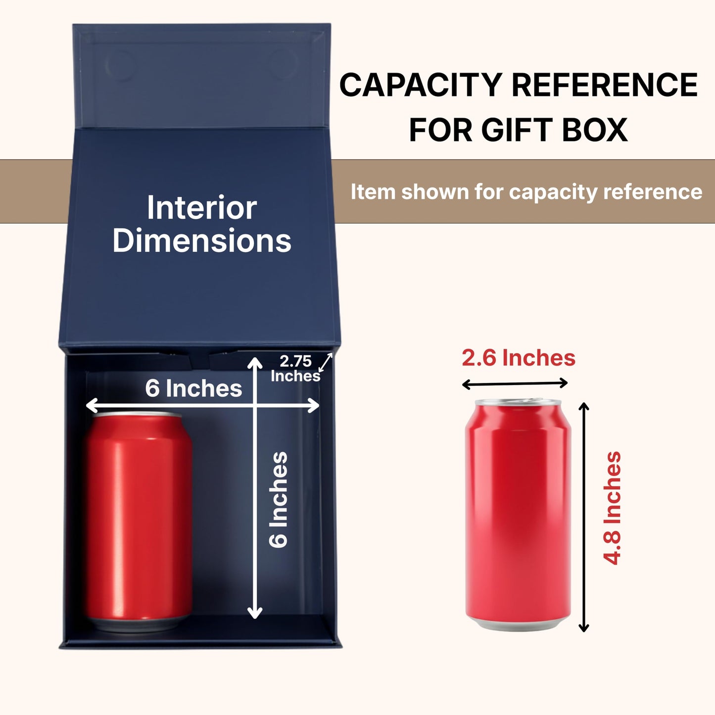 CECOBOX - Gift Boxes with Lids for Presents 6"x6"x2.75" - Matte, Collapsible Magnetic Closure Gift Box - Groomsmen & Bridesmaid Proposal Boxes, Wedding, PR, Birthdays, Holidays (Navy)