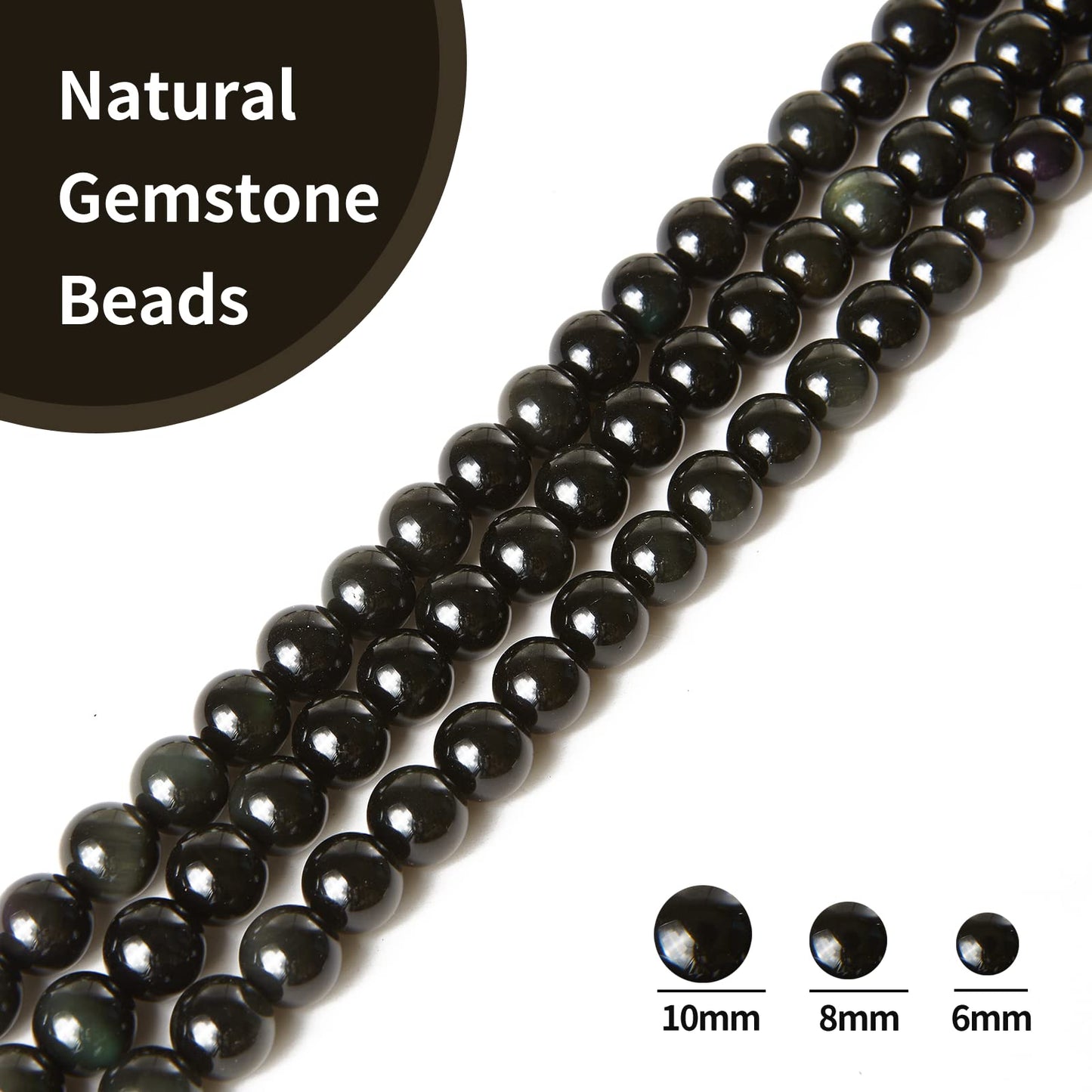 35pcs 10mm Natural Rainbow Obsidian Beads Gemstone Beads Round Loose Beads for Jewelry Making