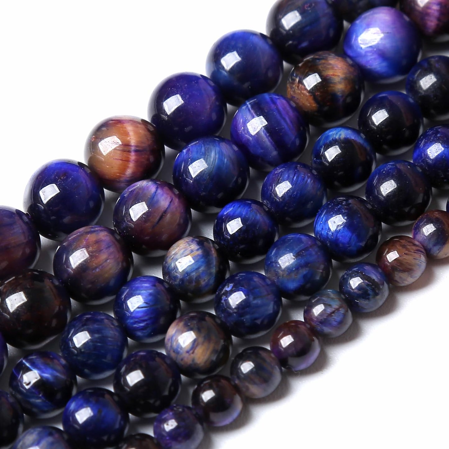 180pcs 4MM Natural Stone Galaxy Blue Purple Tiger Eye Stone Round Beads Loose Beads for Jewelry Making DIY Bracelet 2 Strands 32"