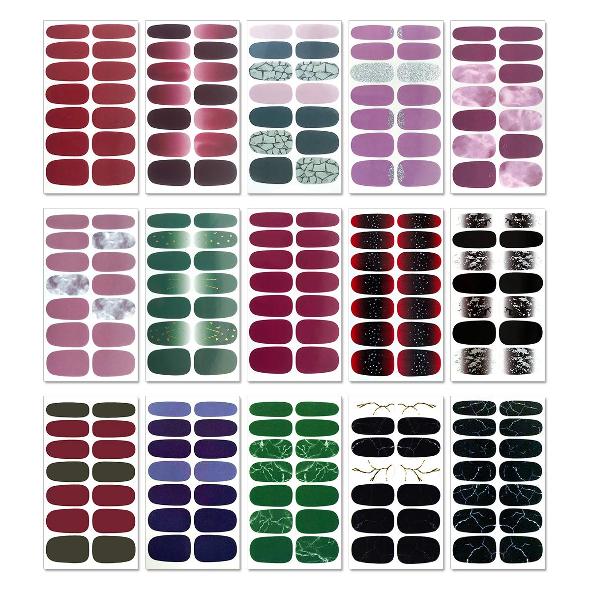 SILPECWEE 30 Sheets Adhesive Nail Polish Strips Wraps 1Pc Nail File Marbling Ombre Design Nail Art Stickers Decals Manicure Kit for Women