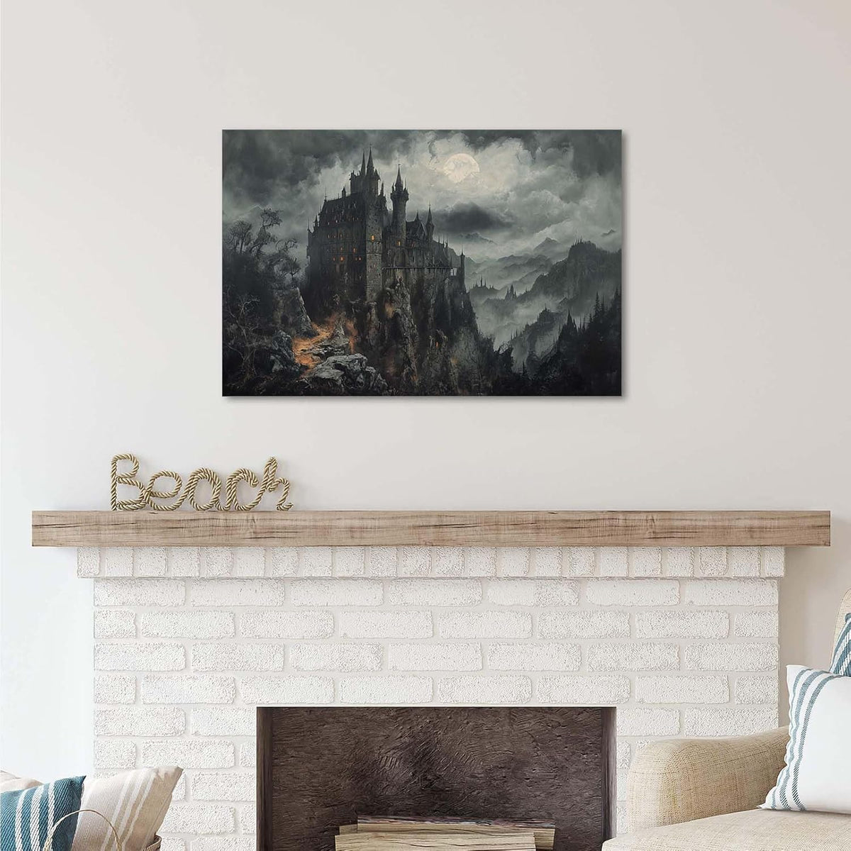 JFHCQJPK Vintage Castle Poster Dark Academy Victorian Gothic Castle Wall Art Poster Moody Mystical Art Print Suitable for Home Living Room Bedroom32x48in Frameless