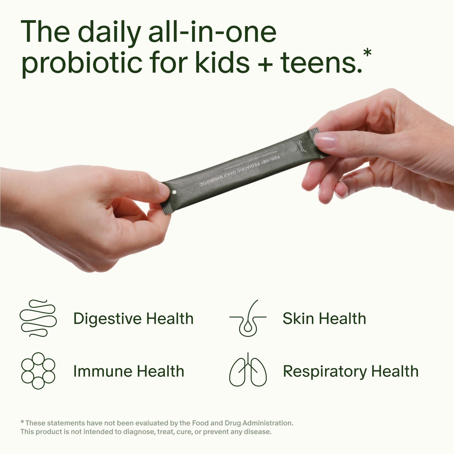 Seed PDS-08 Pediatric Daily Synbiotic - Fiber-Based Prebiotic & Probiotic for Kids - Digestive Health, Regularity, Constipation Relief - Ages 3-17 - Vegan and Shelf-Stable - 30 Sachets (30-Day Supply)