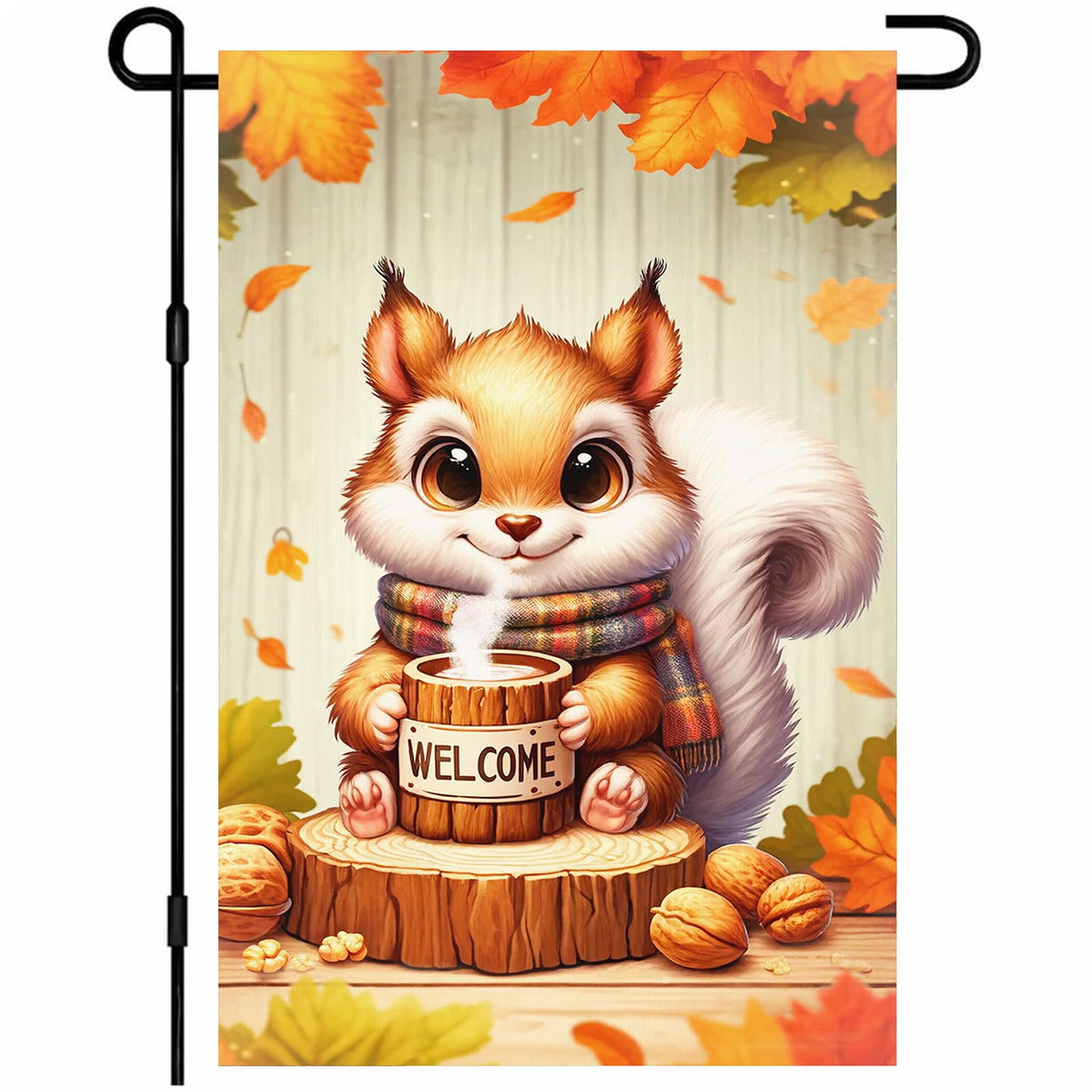 BlissYard Hello Fall Garden Flag 12x18Inch Calf Pumpkins Decor