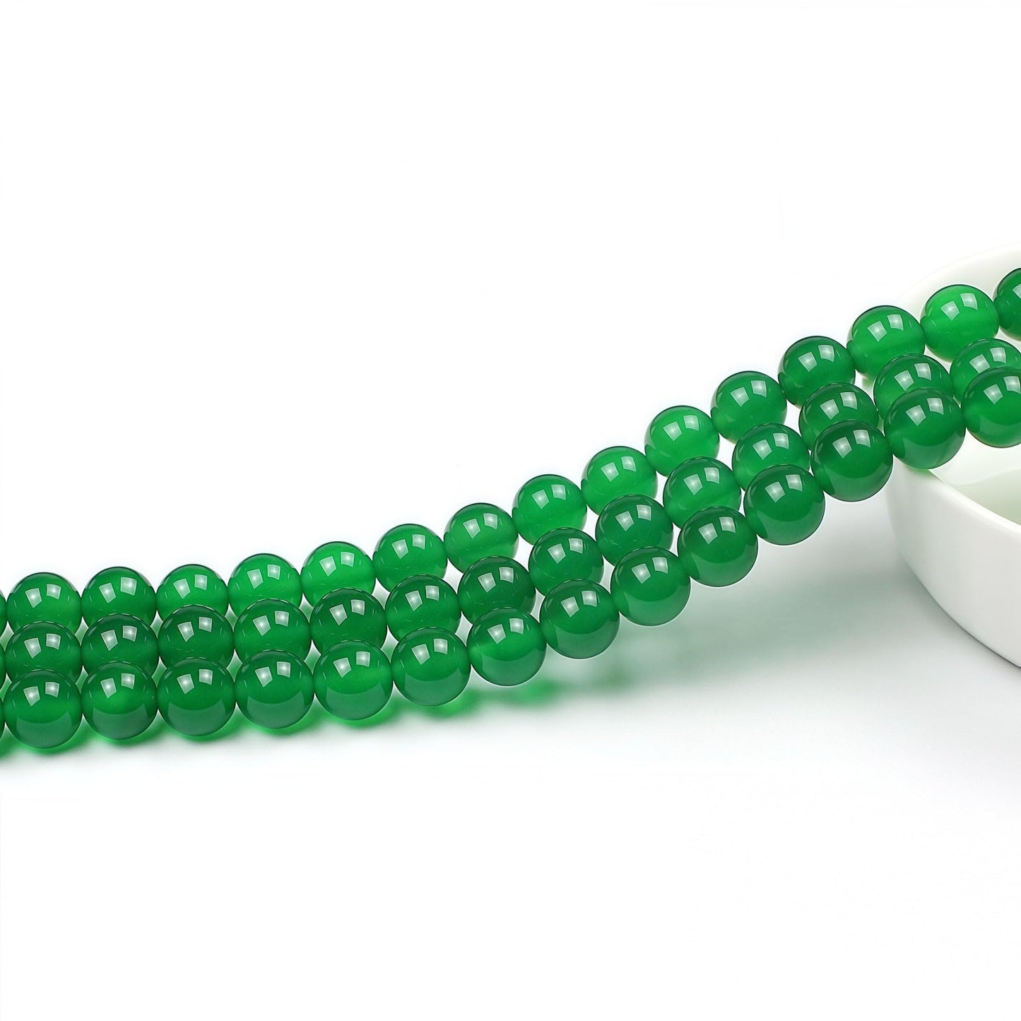 MJDCB 7A Natural Green Agate Round Stone Loose Beads for Necklace Bracelet Charms Jewelry Making 15"(10mm)