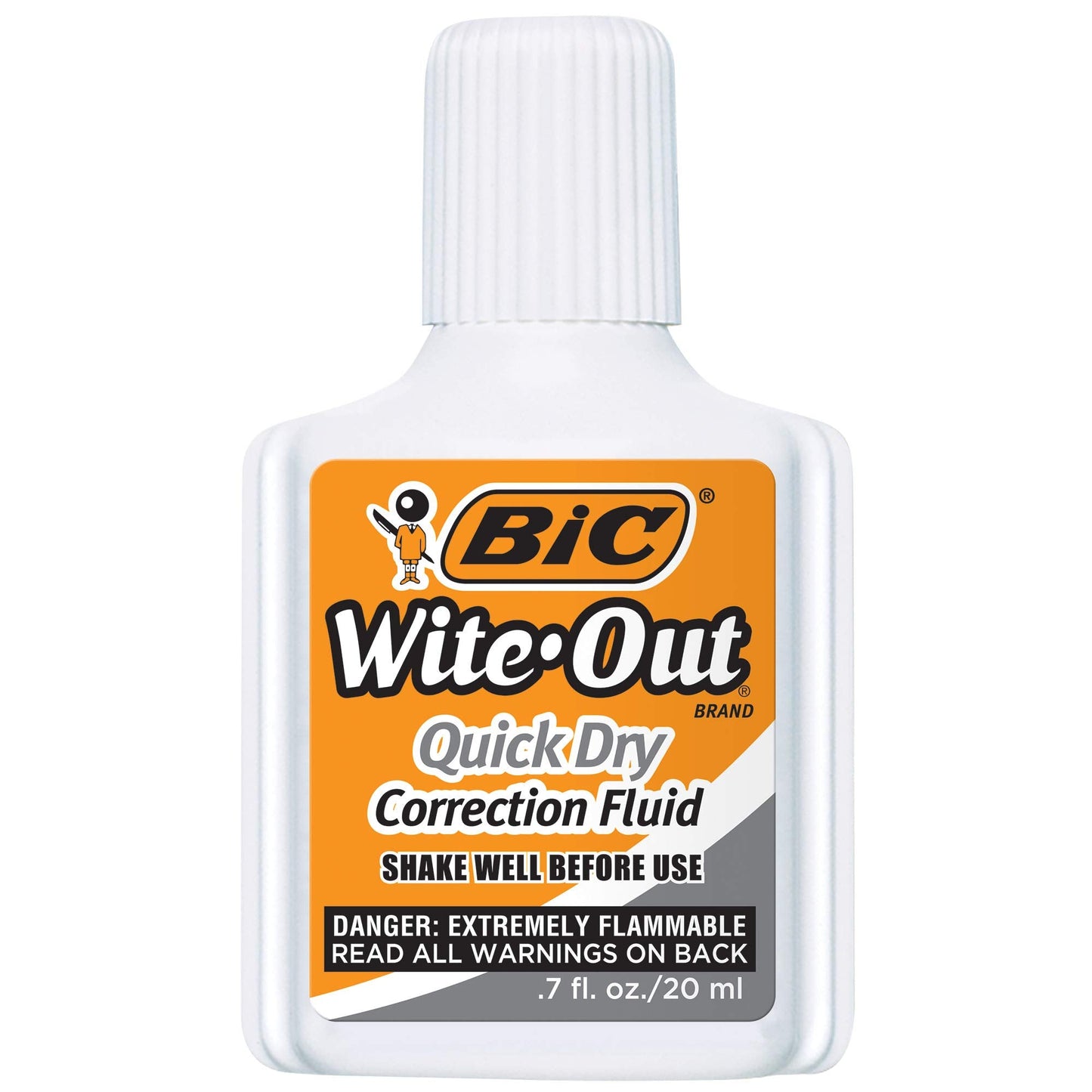 BIC Wite Out Quick Dry Correction Fluid, 20 mL, White, Goes on Easy With A Reduced Dry Time, 12-Count Pack