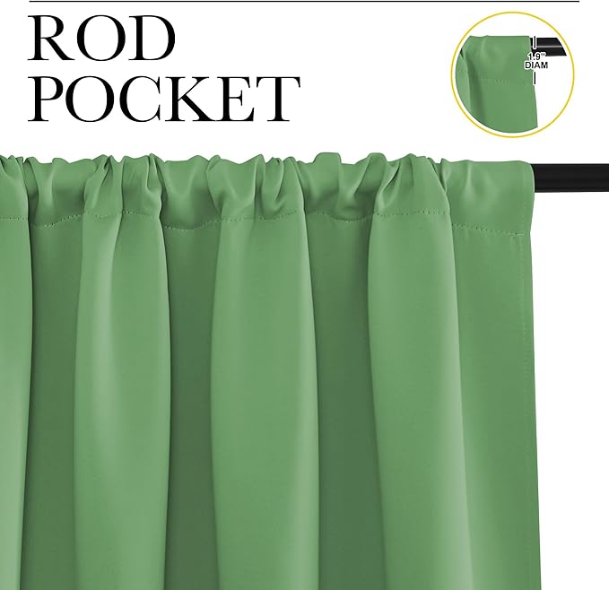 NICETOWN Blackout Curtains for Living Curtains, Froest Green, 2 Panels, 29 by 30, Room Darkening Window Curtain Panels, Easy-Care Solid Thermal Insulated Draperies/Drapes for Daughter Room