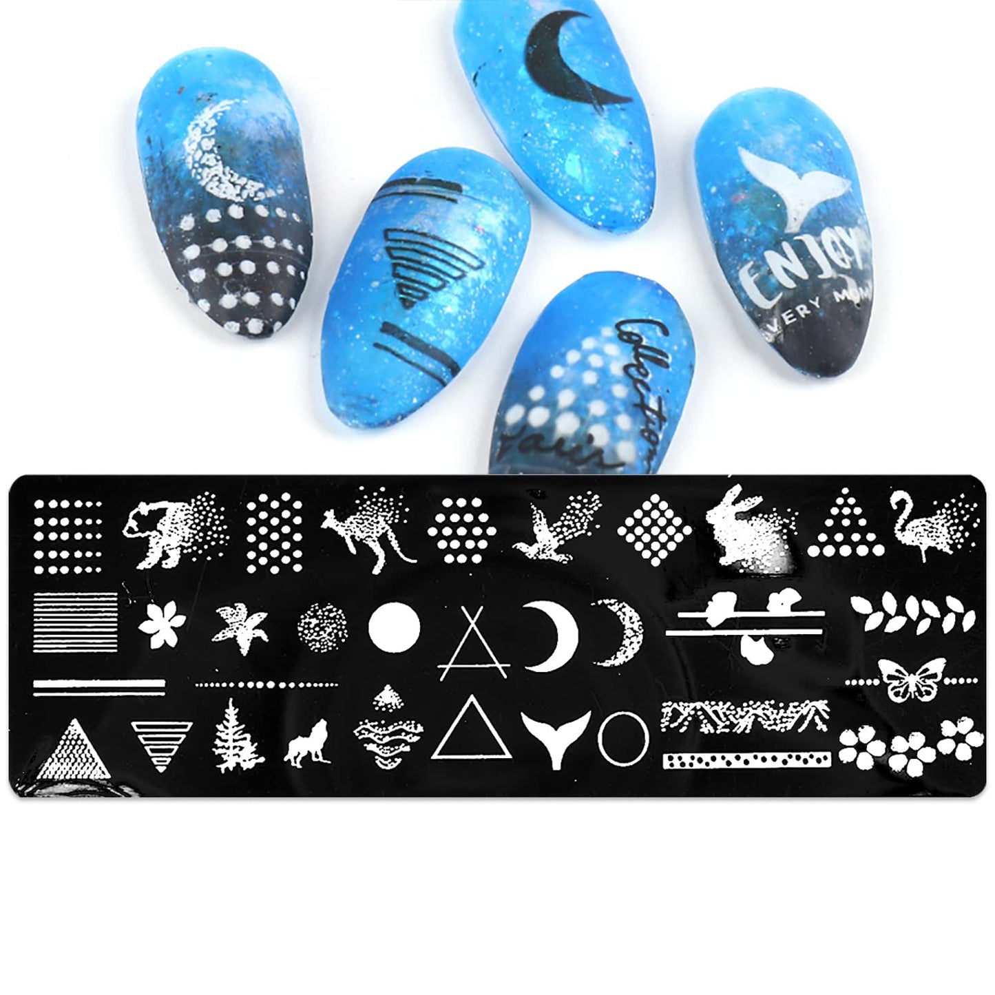 SILPECWEE 8 Pieces Nail Stamping Plate Geometry Nail Stamp Template Boho Butterfly Manicure Design Stamps Tools Stencils Nails Art Polsih Stamping Kit for Acrylic Nails