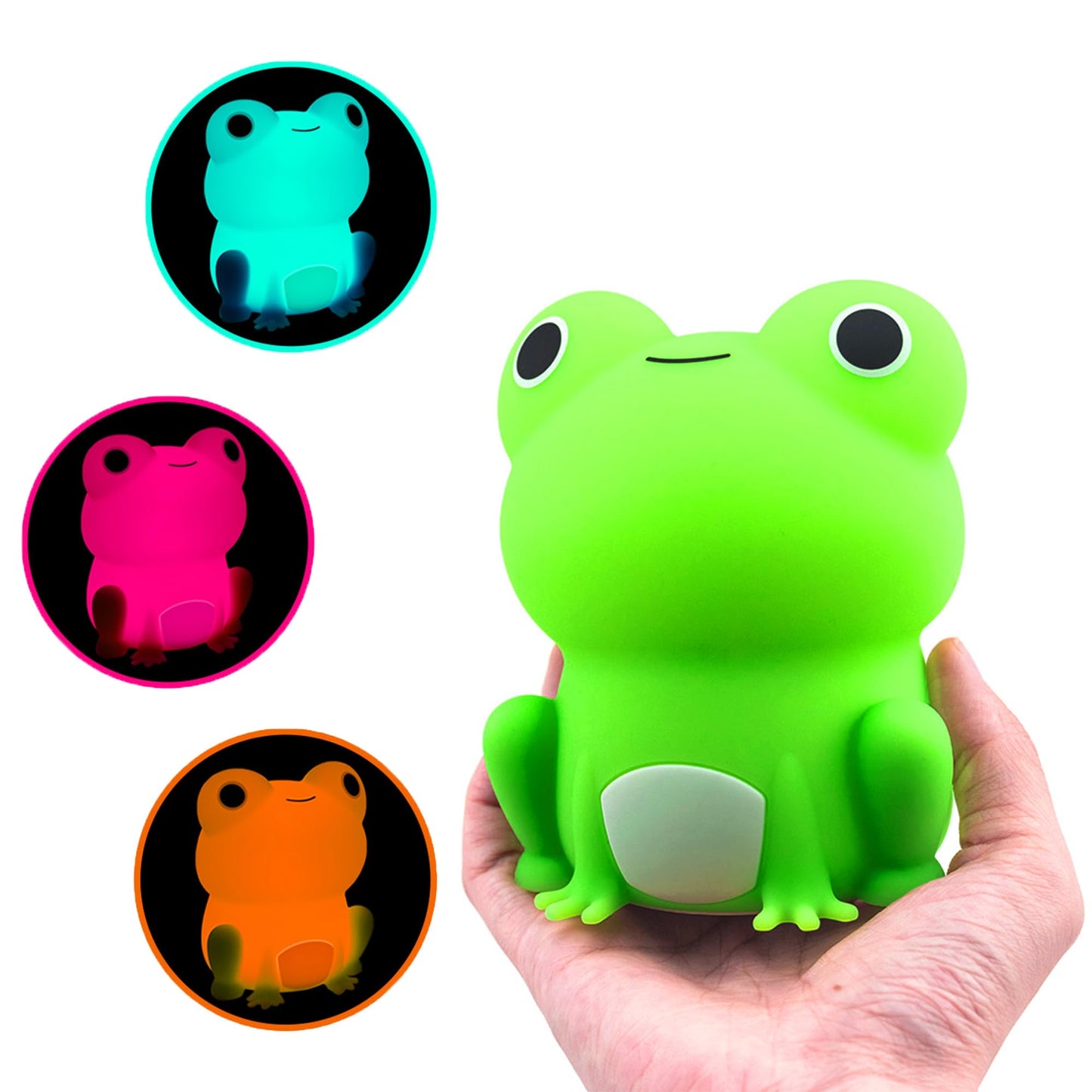OkiyiD Frog Night Light for Nursery, Rechargeable Dimmable Bedside Lamp with Touch Control(ABS+SIL), Portable Kids Gift for Girls, Boys, Babies