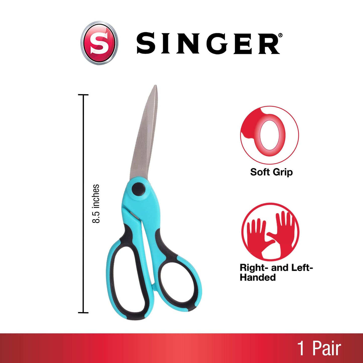 SINGER 8-1/2-Inch ProSeries Heavy Duty Bent Sewing Scissors