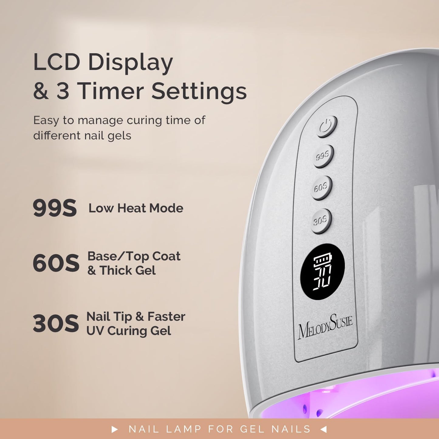 MelodySusie Professional Cordless UV Nail Lamp with Metal Base, P-Plus30GT Nail Dryer with Smart Sensor for Salon & DIY Home Use Fast Cures All Hard Gels, Especially Extension & Glitter Gel Polishes