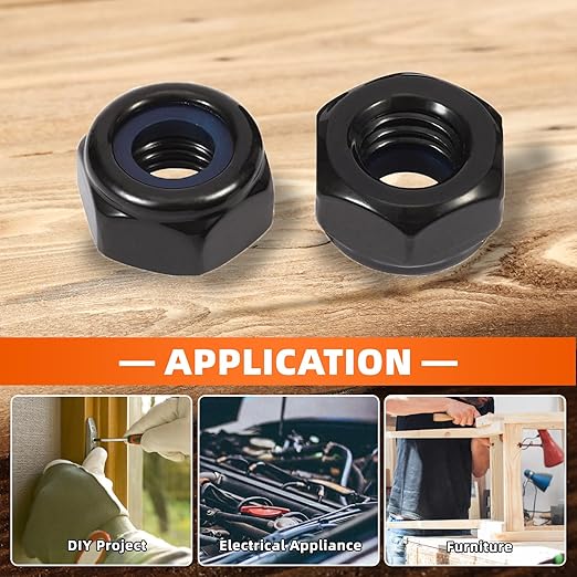 MewuDecor 3/8-16 Nylon Insert Hex Lock Nuts Locknuts, 304 Stainless Steel 18-8, Black Oxide, 25 PCS