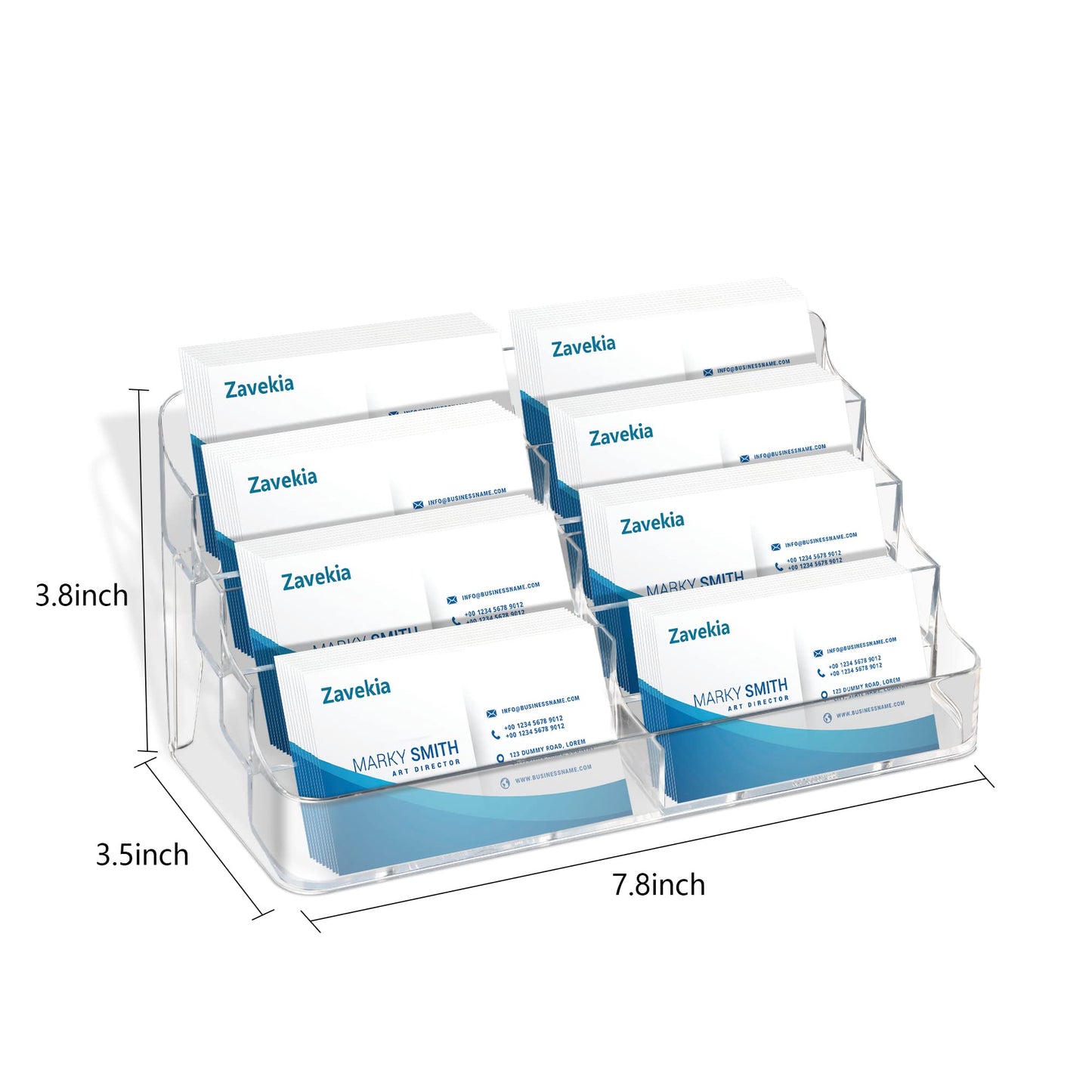 zavekia 2 Pack Business Card Holder, 8 Pocket Acrylic Business Card Holder for Desk
