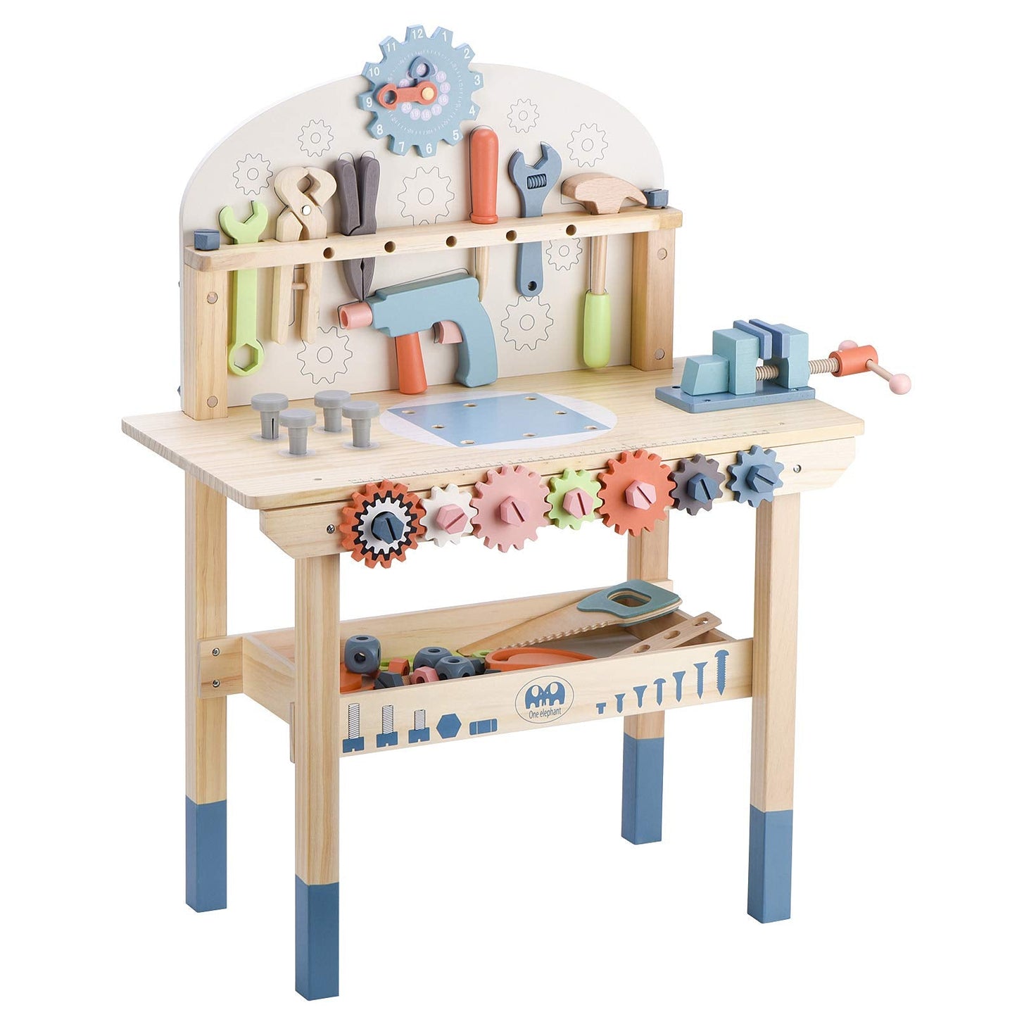 Tool Bench for Kids Toy Play Workbench Wooden Tool Bench Workshop Workbench with Tools Set Wooden Construction Bench Toy for 3 4 5 Year Boys Girls