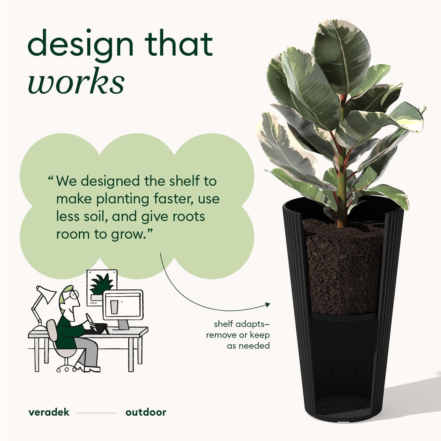 Veradek Demi Series Tall Planter for Porch, Patio, Backyard | Durable Plastic-Stone Composite Material | Modern Décor for Tall Plants, Grasses