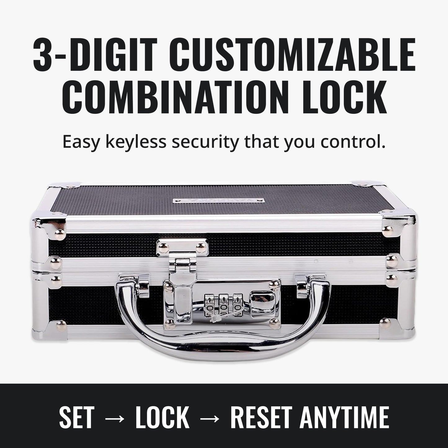 Vaultz Locking Medicine Case with Combination Lock - Portable Lock Box Briefcase for Medications, Cash & Valuables, Organized Storage Case with Handle, 3 Pack