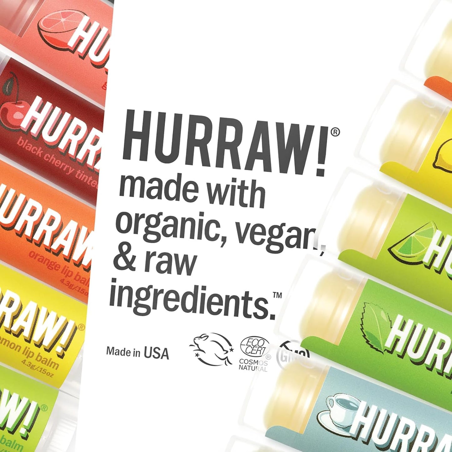 Hurraw! Banana, Apple, Pineapple Lip Balms, 3 Pack Bundle: Organic, Certified Vegan, Cruelty and Gluten Free. Non-GMO, 100% Natural. Bee, Shea, Soy & Palm Free. Made in USA