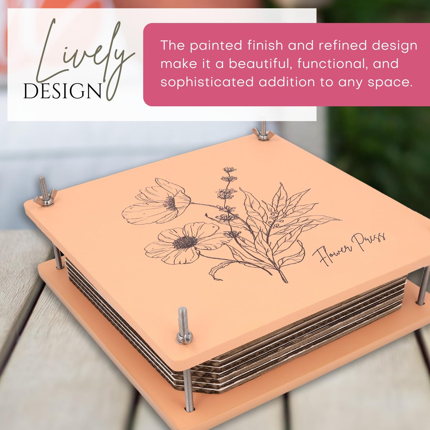 Wooden Flower Press - Durable Bolt Lock Design Complete Pressing Kit w/White Absorbent Sheets, Ebook Guide & More - 10 Layers for Drying & Preserving Flowers - Ideal Craft Gift for Nature Lovers