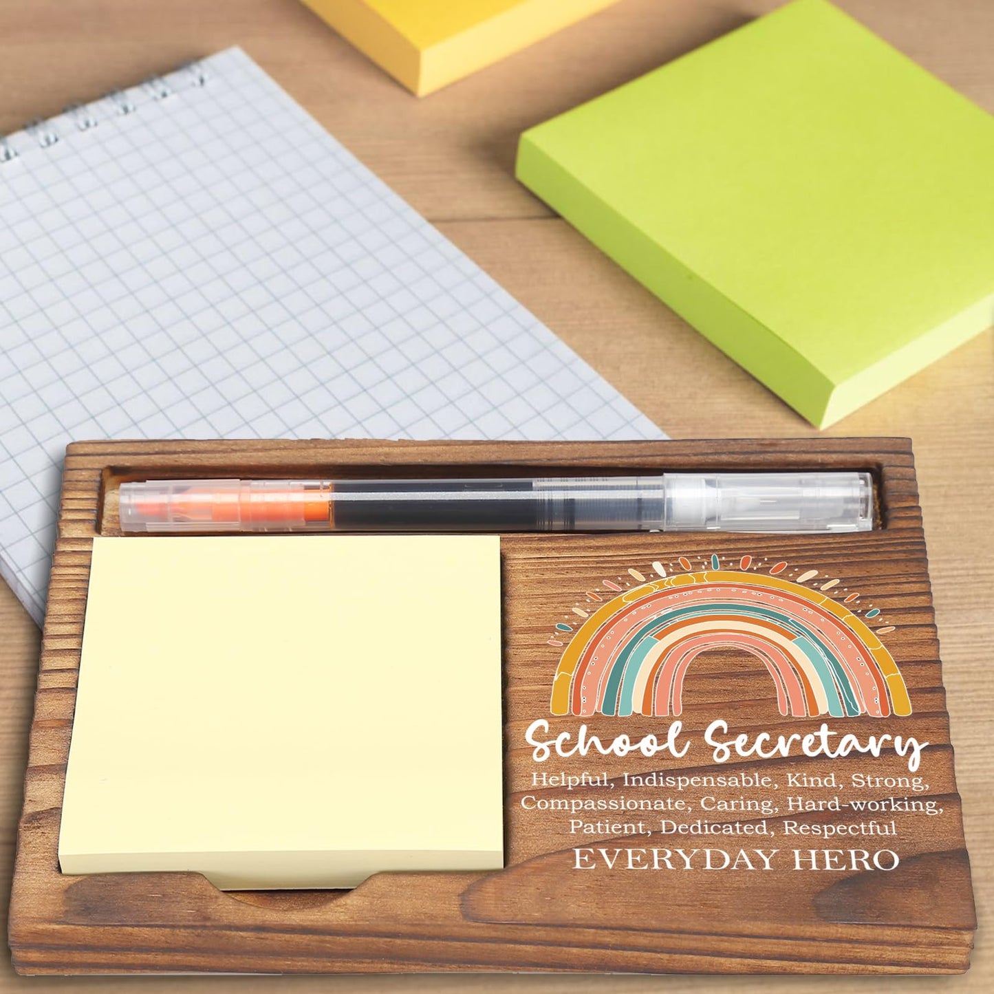 School Secretary Appreciation Gifts Desk Self-Stick Note Pad Holders, Thank You Gifts for School Secretary Assistant Principal Staff Worker Admin EDP04