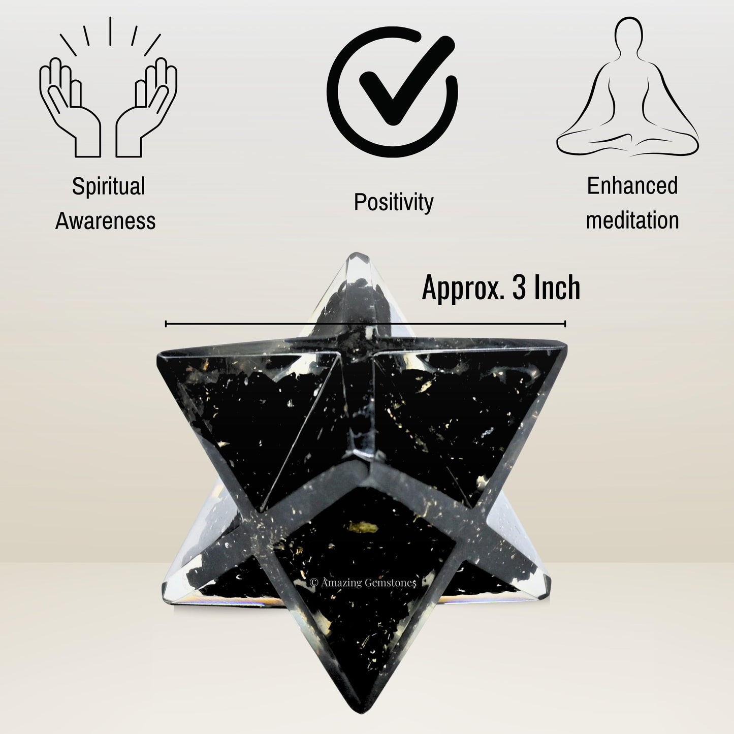 Amazing Gemstone 1 Pcs Shungite Large Crystal Orgone Merkaba Star for Reiki Healing Meditation and Crystal Grid