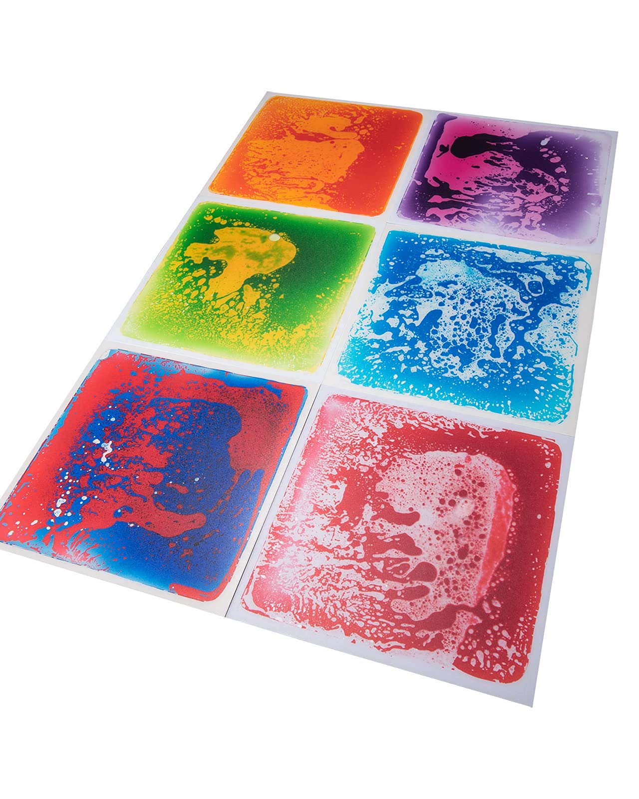 Art3d 6-Tile Sensory Room Tile Multi-Color Exercise Mat Liquid Encased Floor Playmat Kids Play Floor Tile, 19.7" Large Tile 16 Sq.Ft