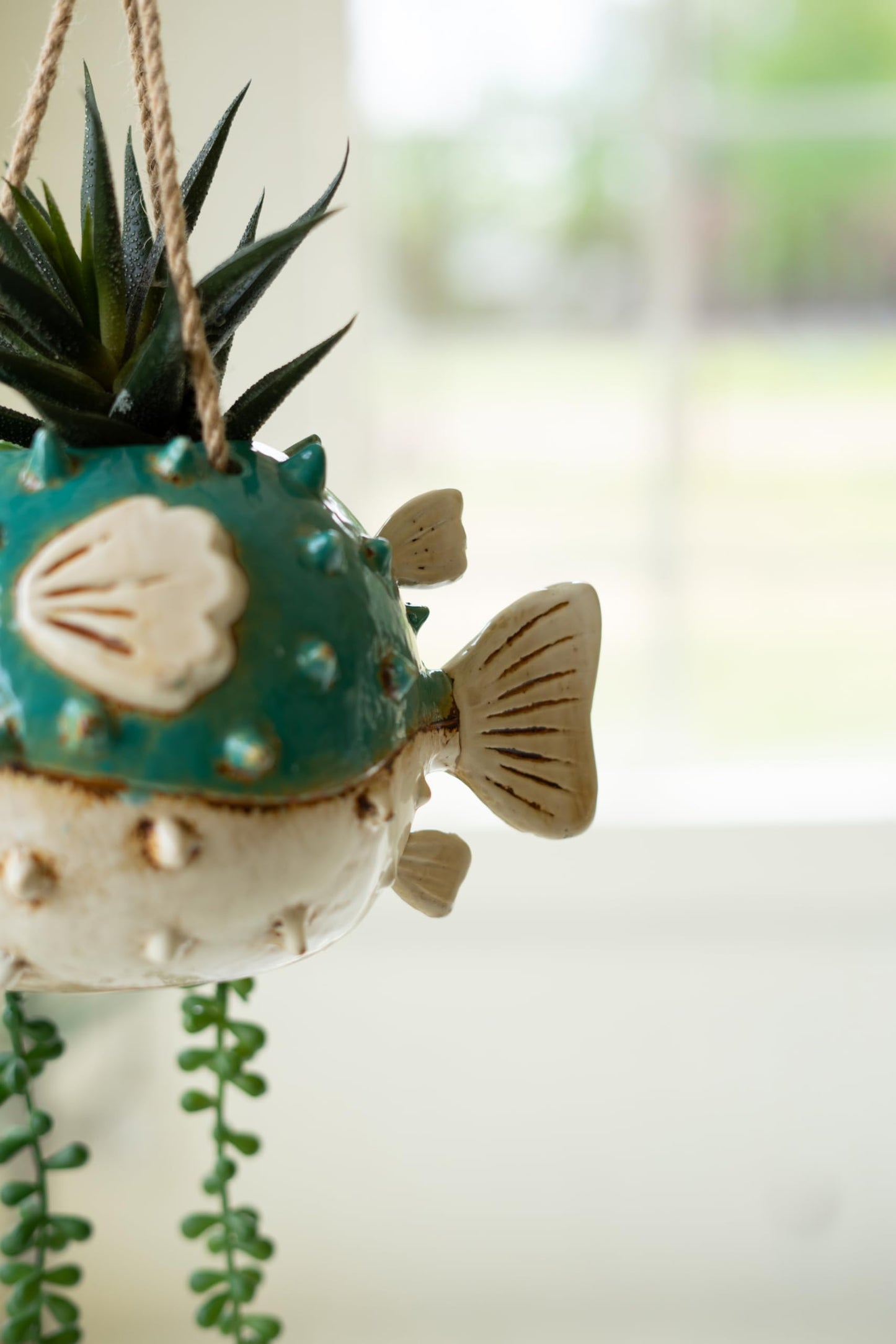Hanging Blowfish Planter (Min 2) in Ceramic by Kalalou