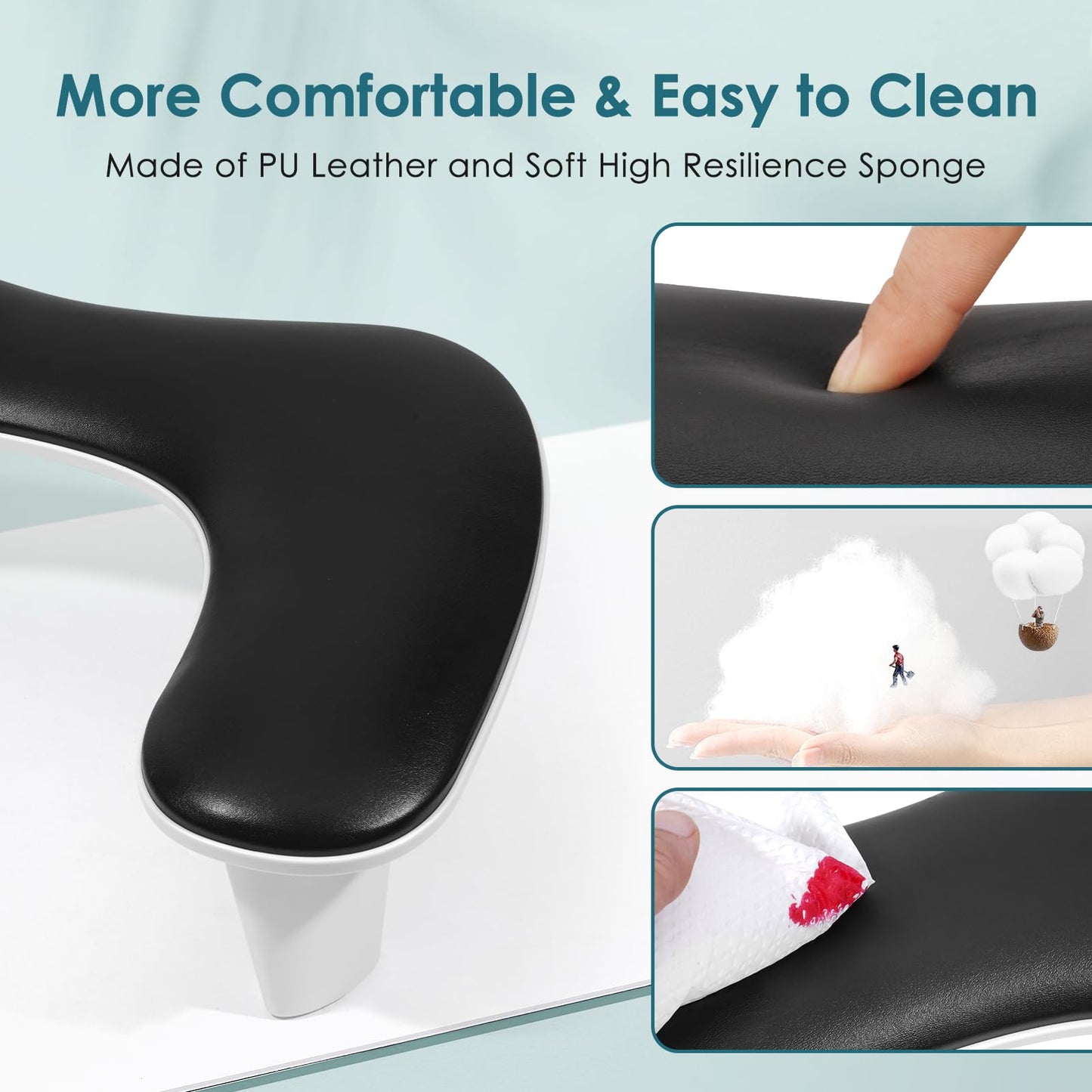 Quaferen Arm Rest for Nails Tech: U-shaped Manicure Nail Arm Rest Stand Black Big Armrest Microfiber PU Leather Hand Rest Pillow for Acrylic Nail Cushion