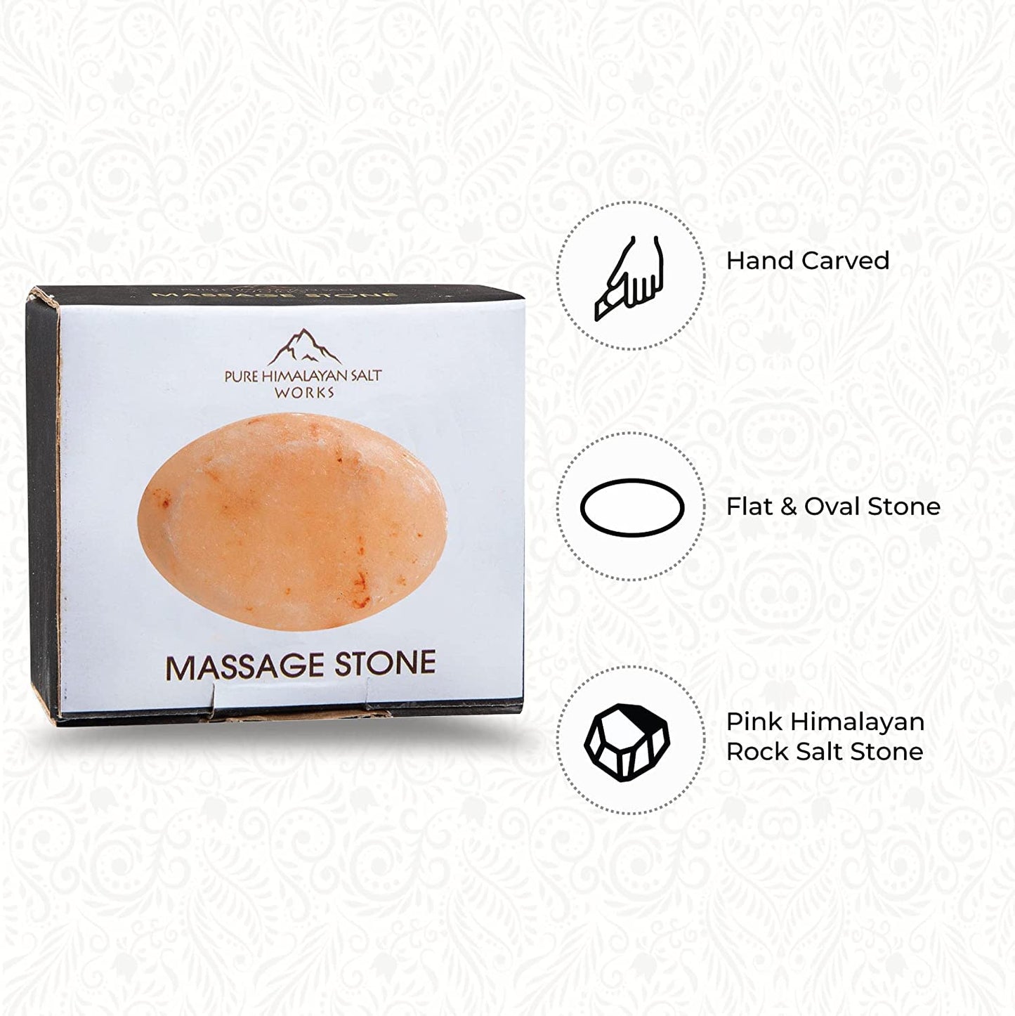 Pure Himalayan Salt Works Flat Oval Massage Stone, Pink Crystal Hand-Carved Stone for Massage Therapy, Deodorant and Salt and Sugar Scrubs, 2.5” W x 3.5” L x 1” D (Pack of 6)