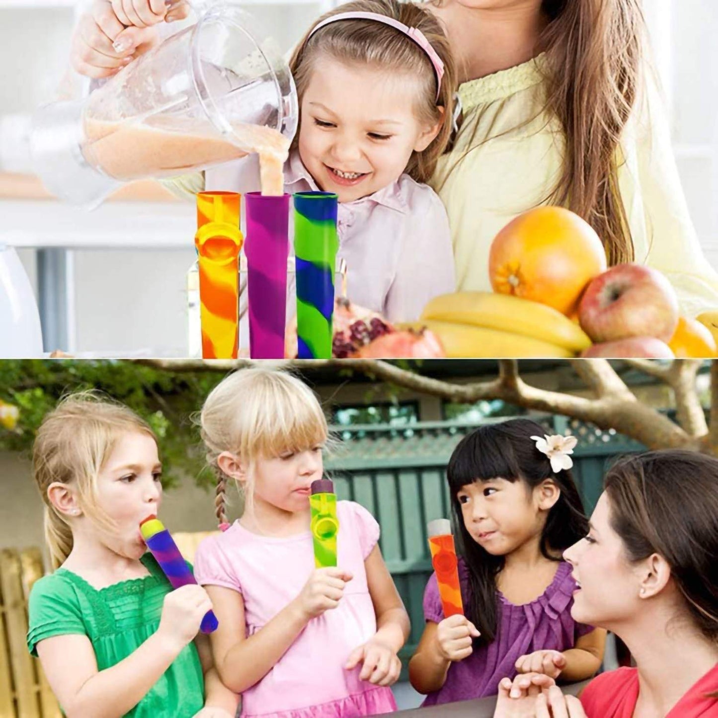 Helpcook Popsicle Molds,6 Pack Silicone Ice Pop Molds,Drip Free Popsicles Molds for Kids,Easy Release Ice Cream Maker Reusable DIY Pop Molds,BPA Free Freezer Tubes with Lids