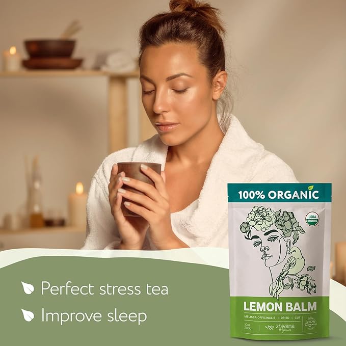 Melissa Tea Organic (10oz.) - Lemon Balm Tea Organic Loose Leaf - Te de Tolonjil - Natural Support for Anti-Stress, Sleep, Blood Pressure, Digestion