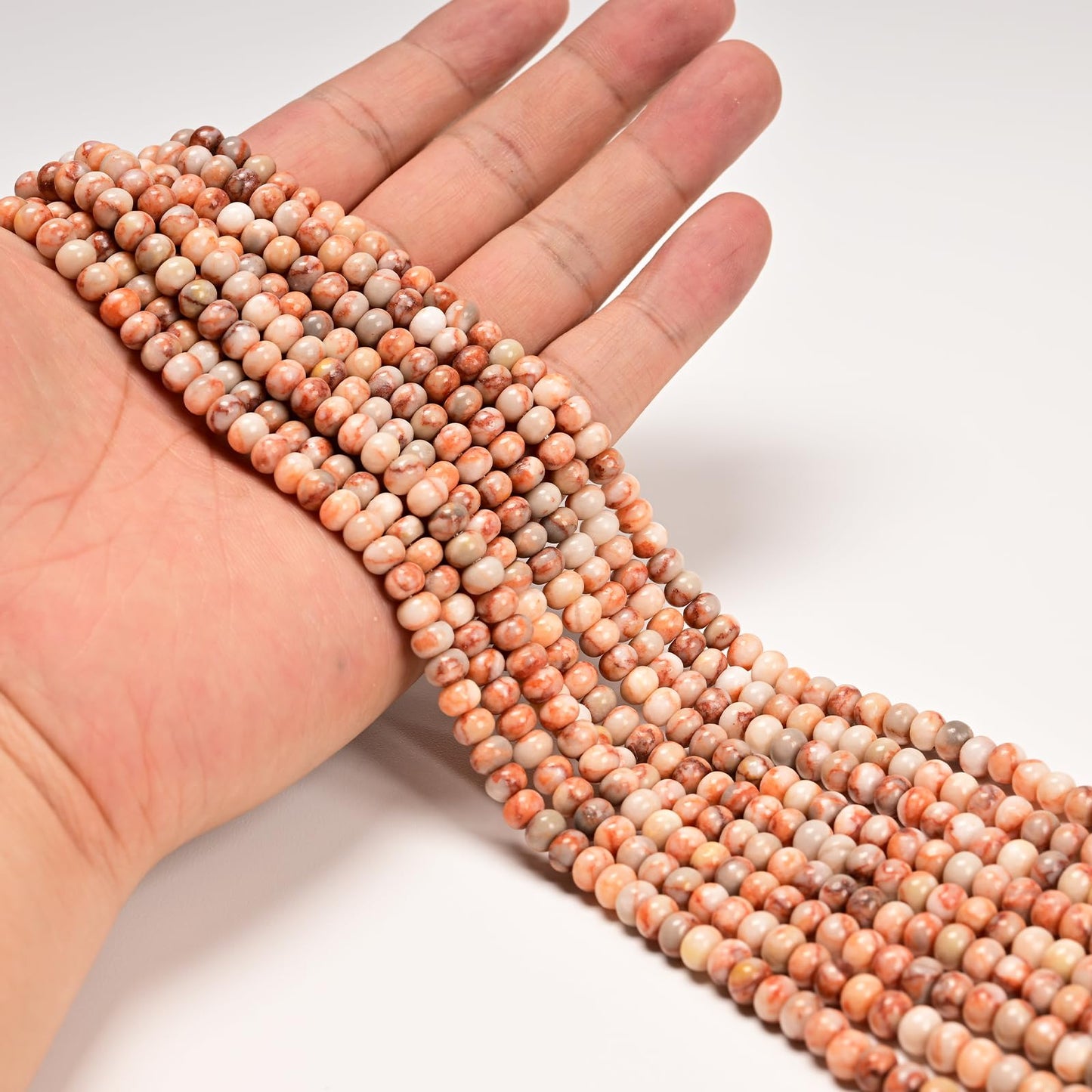 ICAI 4x6mm Natural Rondelle Beads – Loose Gemstone Spacers for DIY Jewelry Making (Red Crazy Lace Agate)