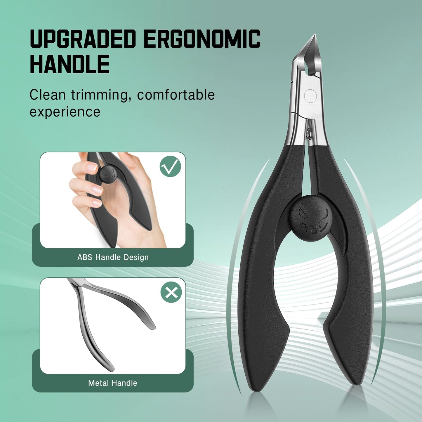 Toenail Clippers for Thick Toenails for Seniors, Angled Head Large Toe Nail Clippers Set, Heavy Duty Ingrown Toenail Clippers with Long Handle, Wide Jaw Fingernail Clippers
