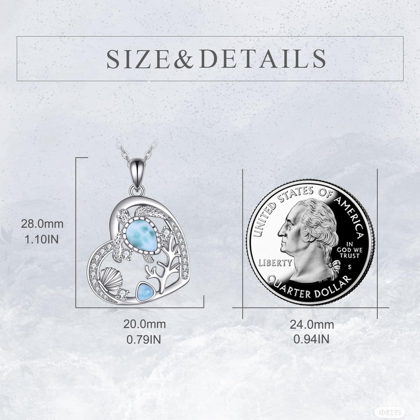 CRMAD Turtle Beach Necklace Sterling Silver Larimar Starfish Ocean Jewelry for Women(turtle)