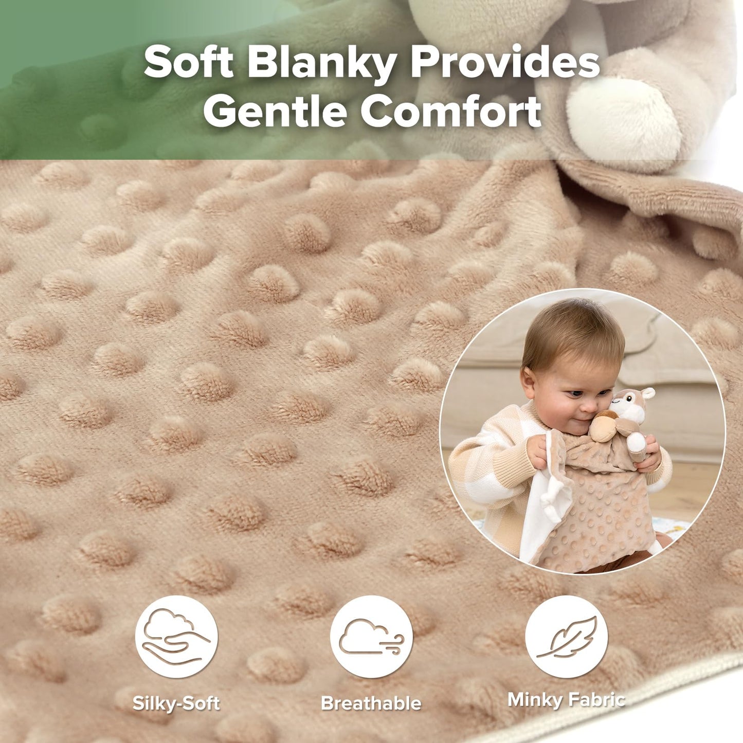 haakaa Security Blanket with Baby Teething Toys, Freezer Teethers for Teething Relief, Soft Baby Lovey for Comfort