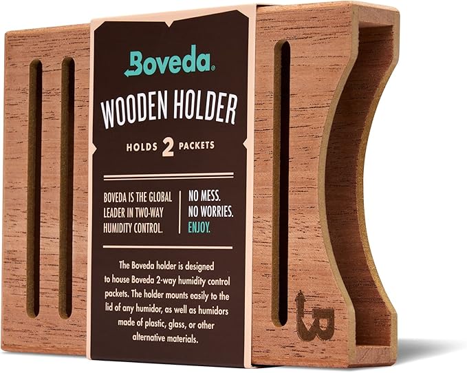 Boveda Cedar Wood Humidity Pack Holder - for Use with Two Size 60 Boveda Side-by-Side (Sold Separately) - Includes Magnetic and Removable Tape Mounting Kits – 1 Count
