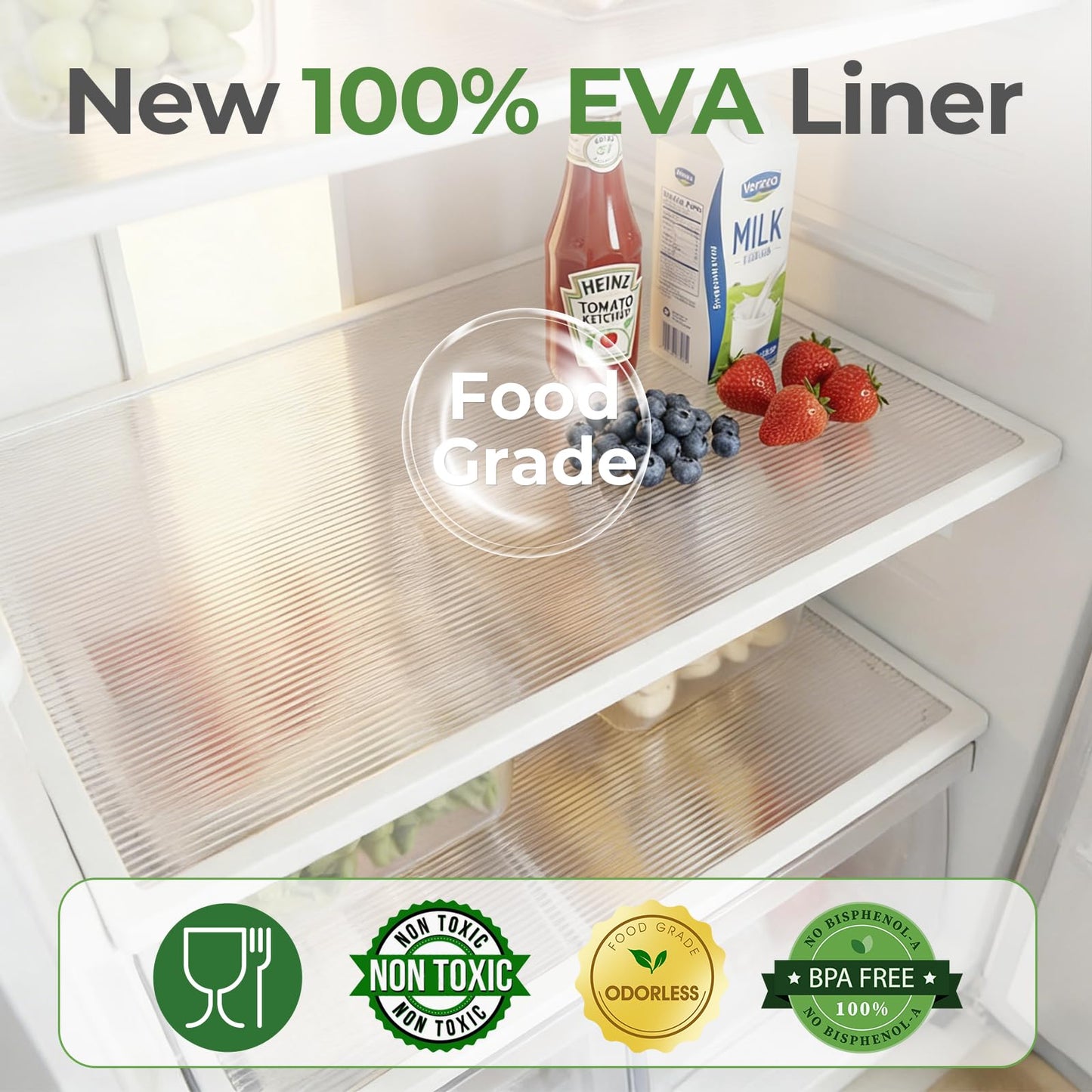 ALIUNI 100% EVA Shelf Liner, 12" x 240" Drawer Liners for Kitchen Cabinet, Non Adhesive Non Slip Plastic Dresser Pantry Shelves Mat, Clear