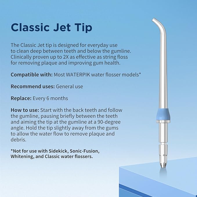 Replacement Heads for Waterpik, Replacement Picks for Water Pik Water Flosser (8 Classic Jet Tips + Storage Case + Travel Case)
