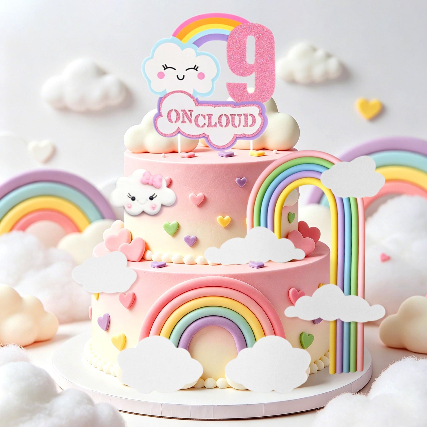 LaVenty On Cloud 9 Cake Decoration Topper 9th Birthday Cake Decoration 9th Bday Party Supplies Clouds