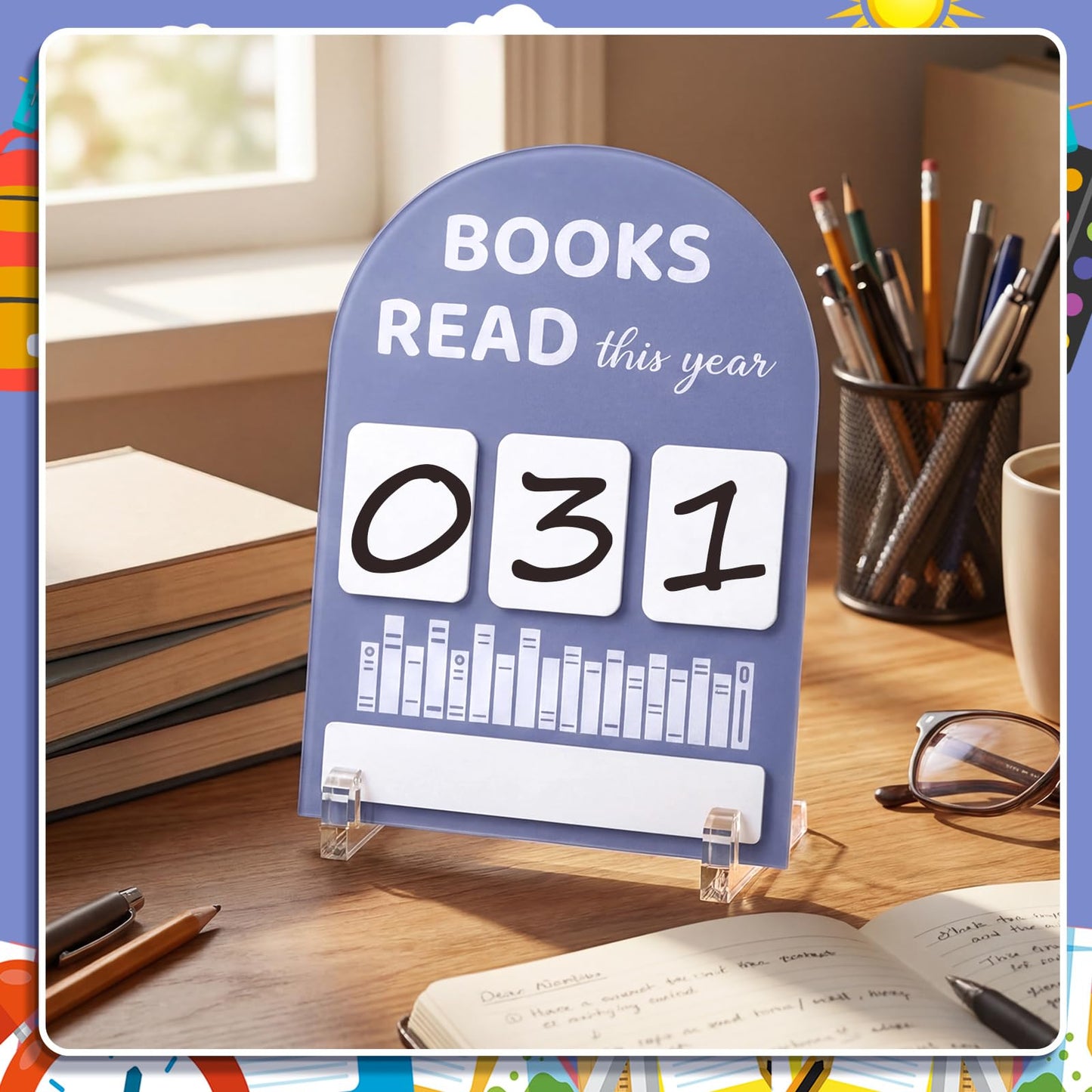 FunooFuno Books Read This Year Counter Rewriteable Reading Counter Arch Personalized Reading Tracker Sign with Writing Pen for Teachers Writers Book Lovers Bookworm Gifts(Purple)