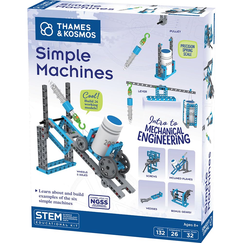 Thames & Kosmos Simple Machines Science Experiment & Model Building Kit, Introduction to Mechanical Physics, Build 26 Models to Investigate The 6 Classic Simple Machines