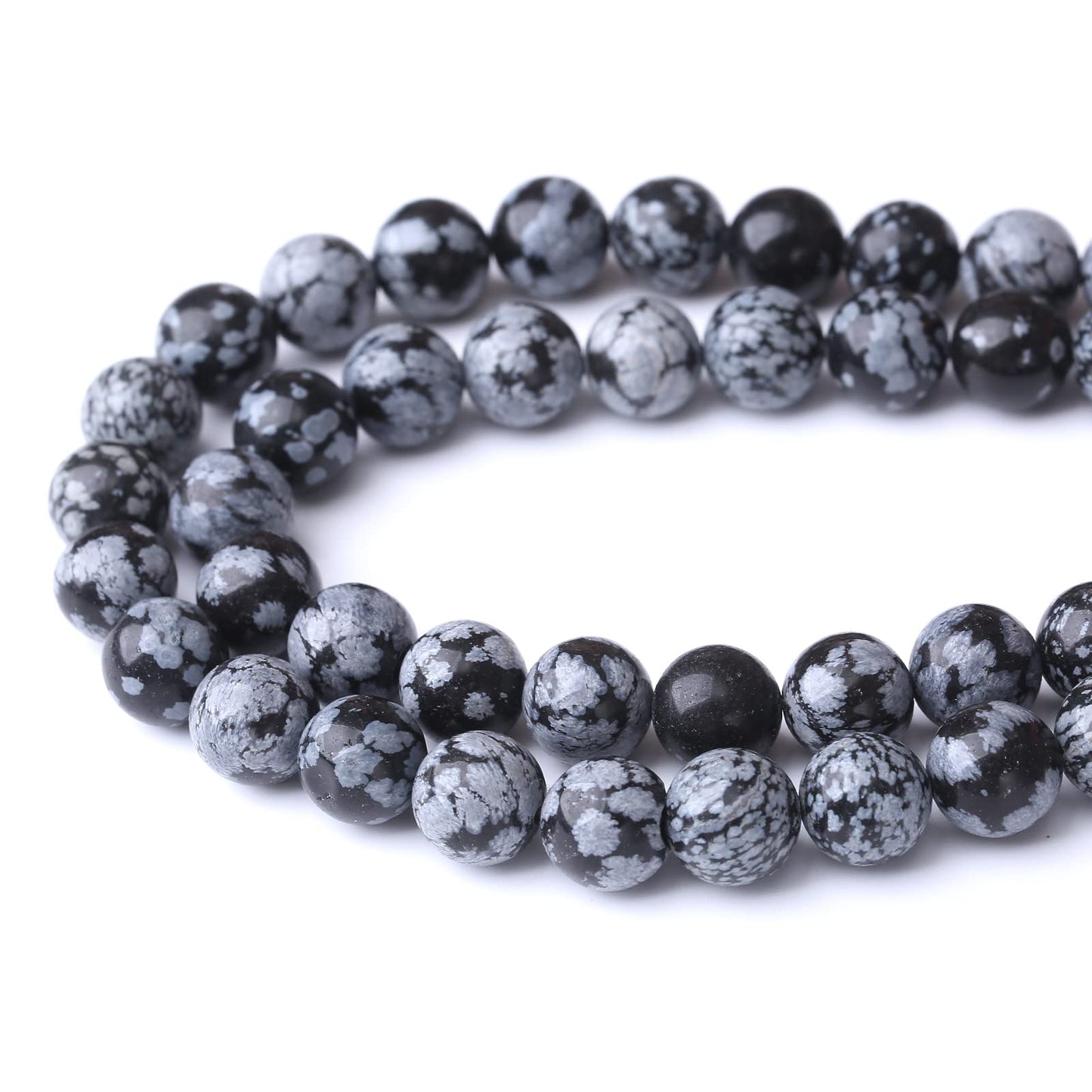 45PCS 8MM Natural Snowflake Obsidian Stone Beads Energy Healing Beads for DIY Jewelry Bracelet Necklace Making for Jewelry Making15Inch