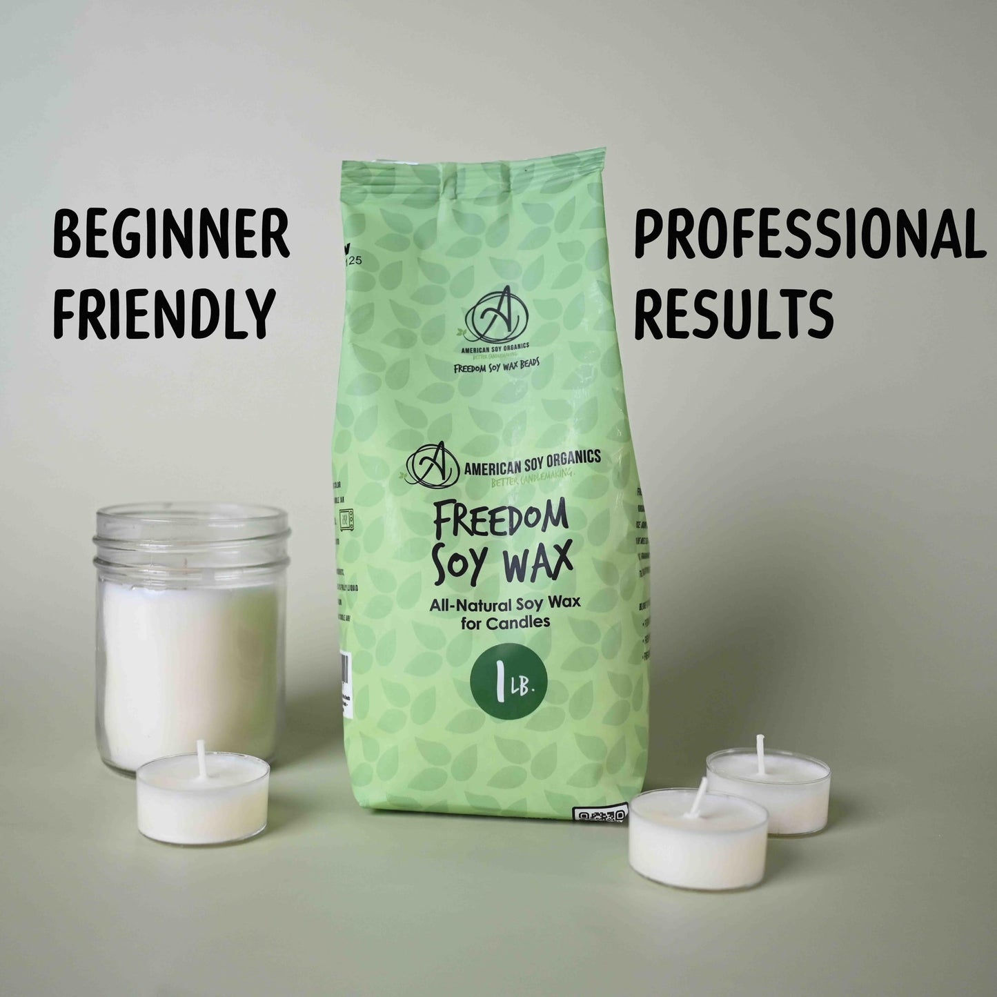 American Soy Organics - 1 lb Freedom Soy Wax Beads for Candle Making - Microwavable Wax Beads - Premium Candle Making Supplies