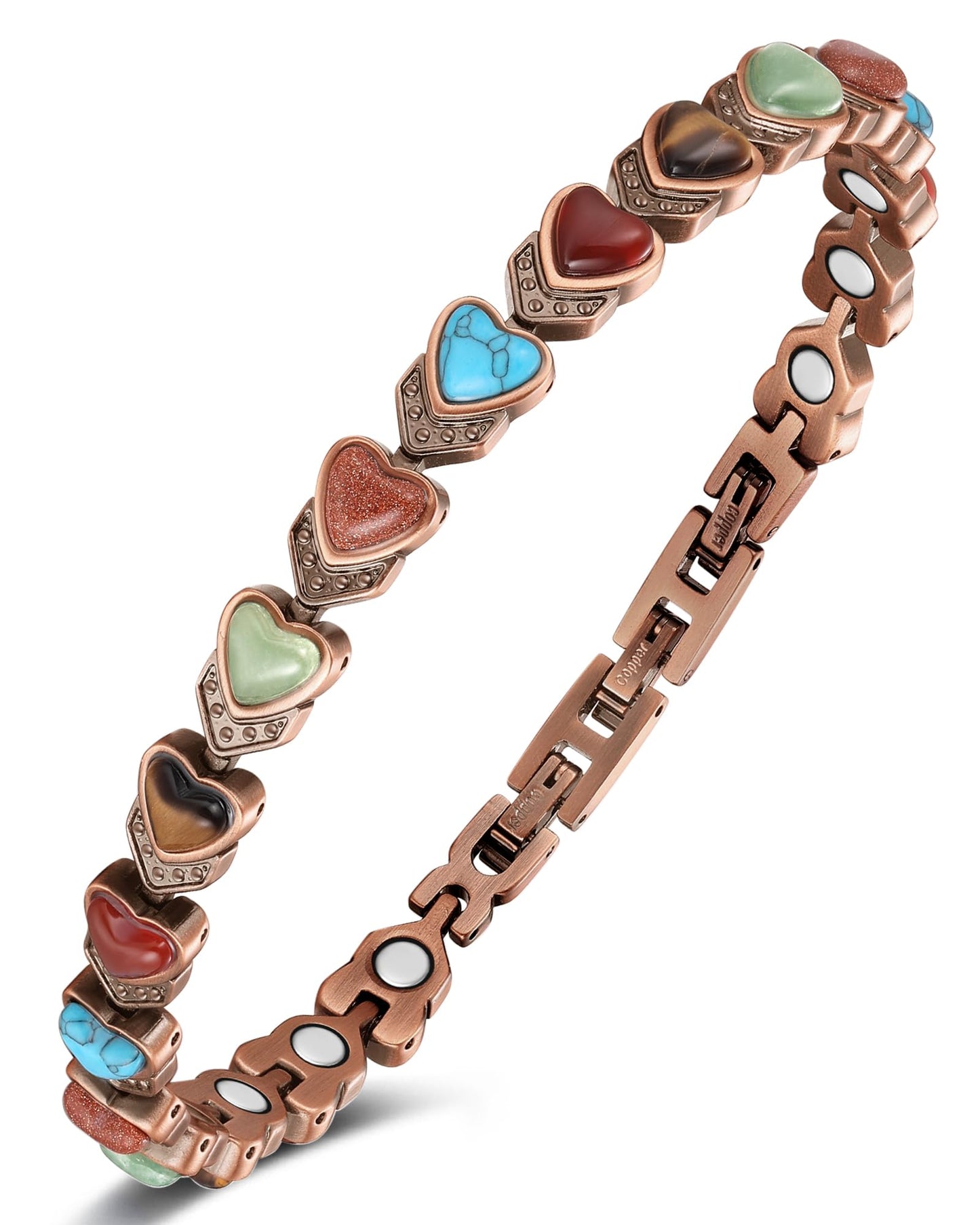 Jecanori Copper Magnetic Ankle Bracelet for Women With 3800 Gauss Neodymium Magnet & Sparkling Zirconia, Adjustable with Sizing Tool