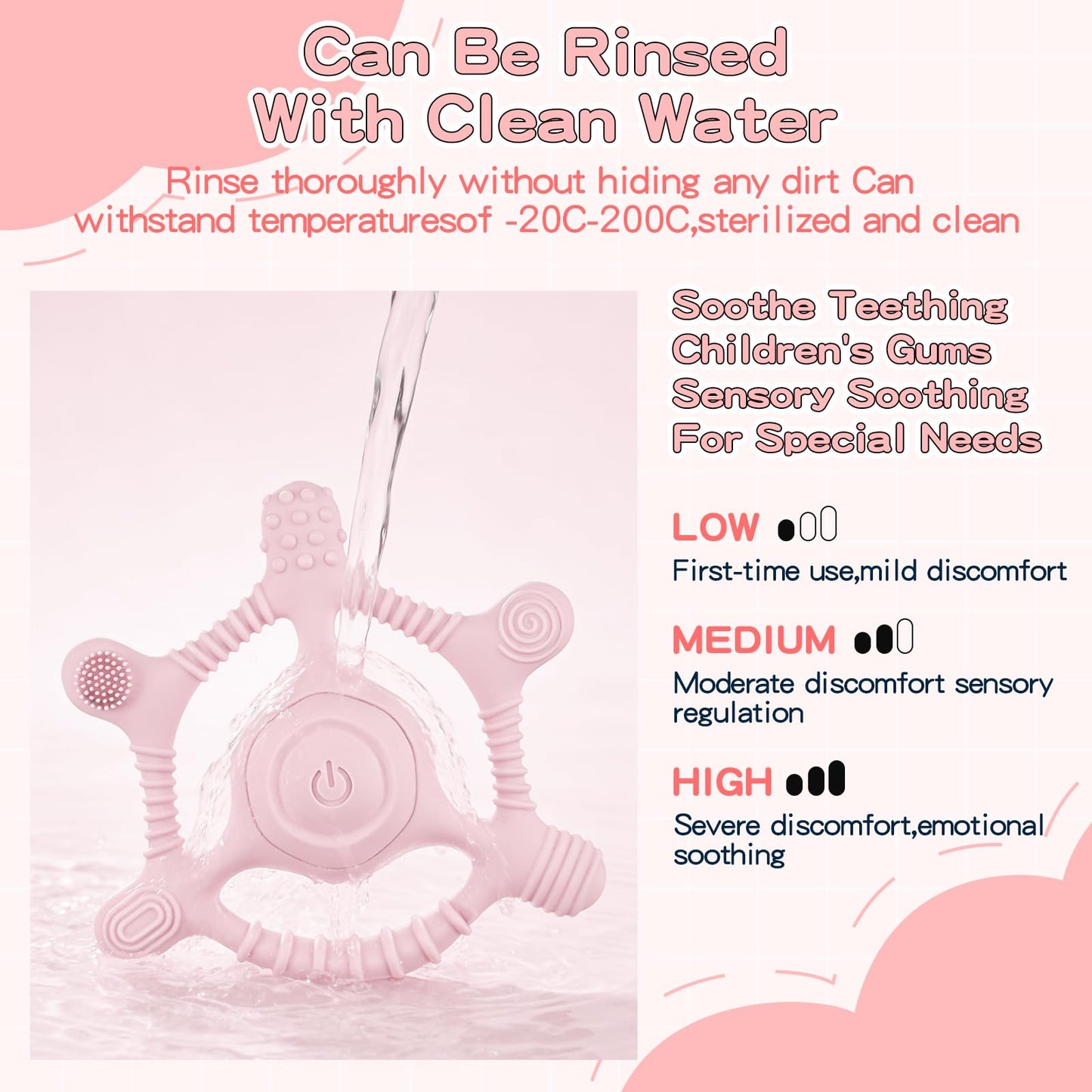 Sensory Chew Necklaces Vibrating teether for Kids - Chewelry Chew Toys for Autism, ADHD & Sensory Needs, BPA-Free Teething Relief & Anxiety Fidget (Pink)