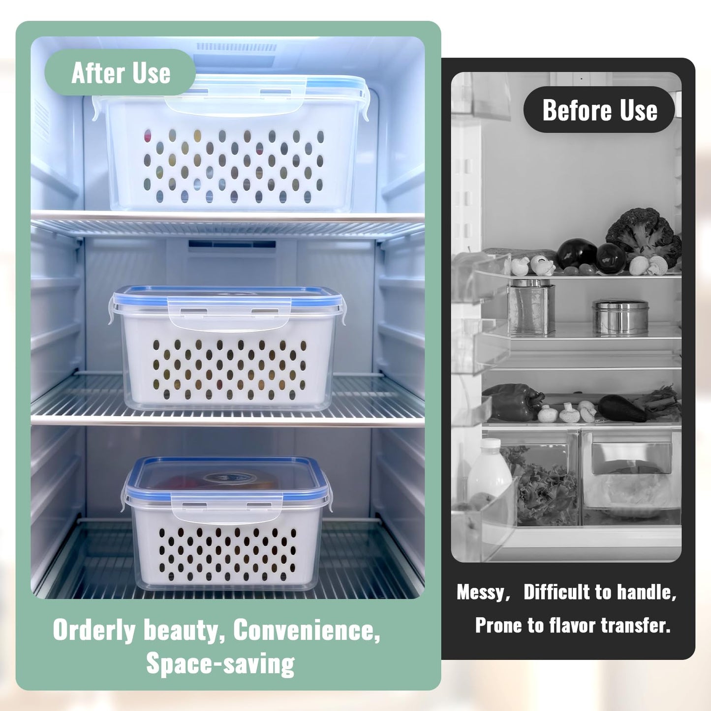 Zmxiabo 3 PCS Fruit Storage Containers for Fridge Food Berry Storage Container Set with Removable Strainer Lid Berries Container for Fridge BPA-Free Plastic Crisper for Long-Term Freshness